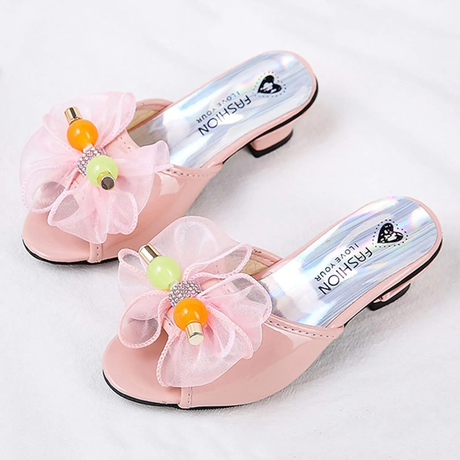 Moccasins for Toddler Girl Toddler Little Kid Girls Flower Crystal Pump Sandals Love Gymnastics Slides