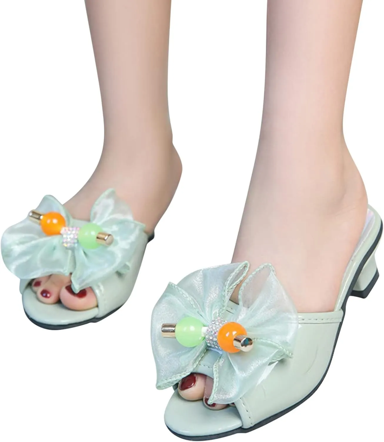 Moccasins for Toddler Girl Toddler Little Kid Girls Flower Crystal Pump Sandals Love Gymnastics Slides
