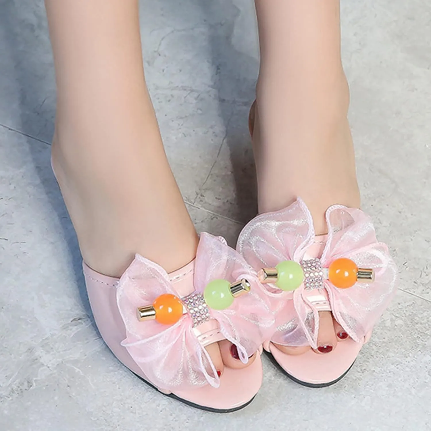 Moccasins for Toddler Girl Toddler Little Kid Girls Flower Crystal Pump Sandals Love Gymnastics Slides