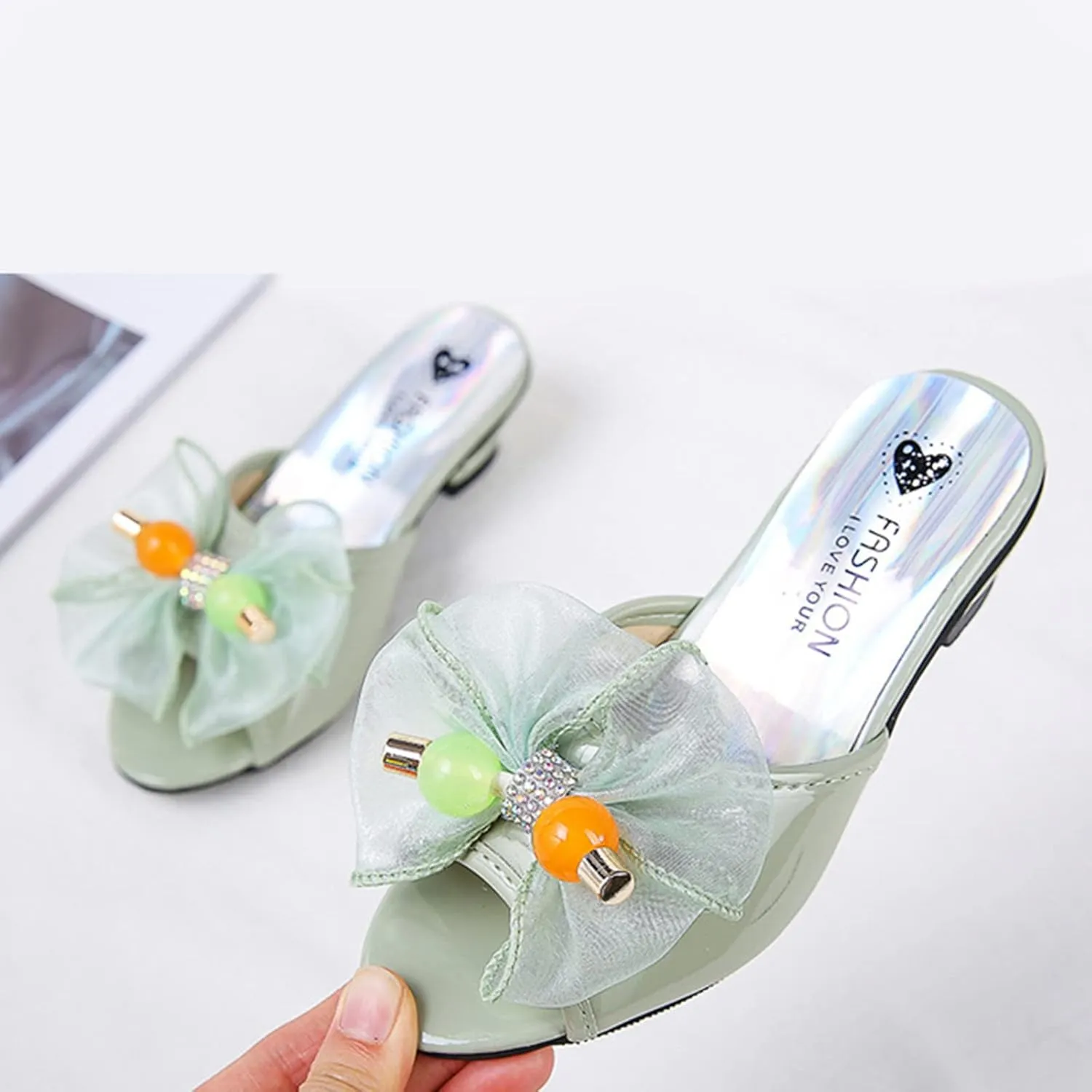 Moccasins for Toddler Girl Toddler Little Kid Girls Flower Crystal Pump Sandals Love Gymnastics Slides