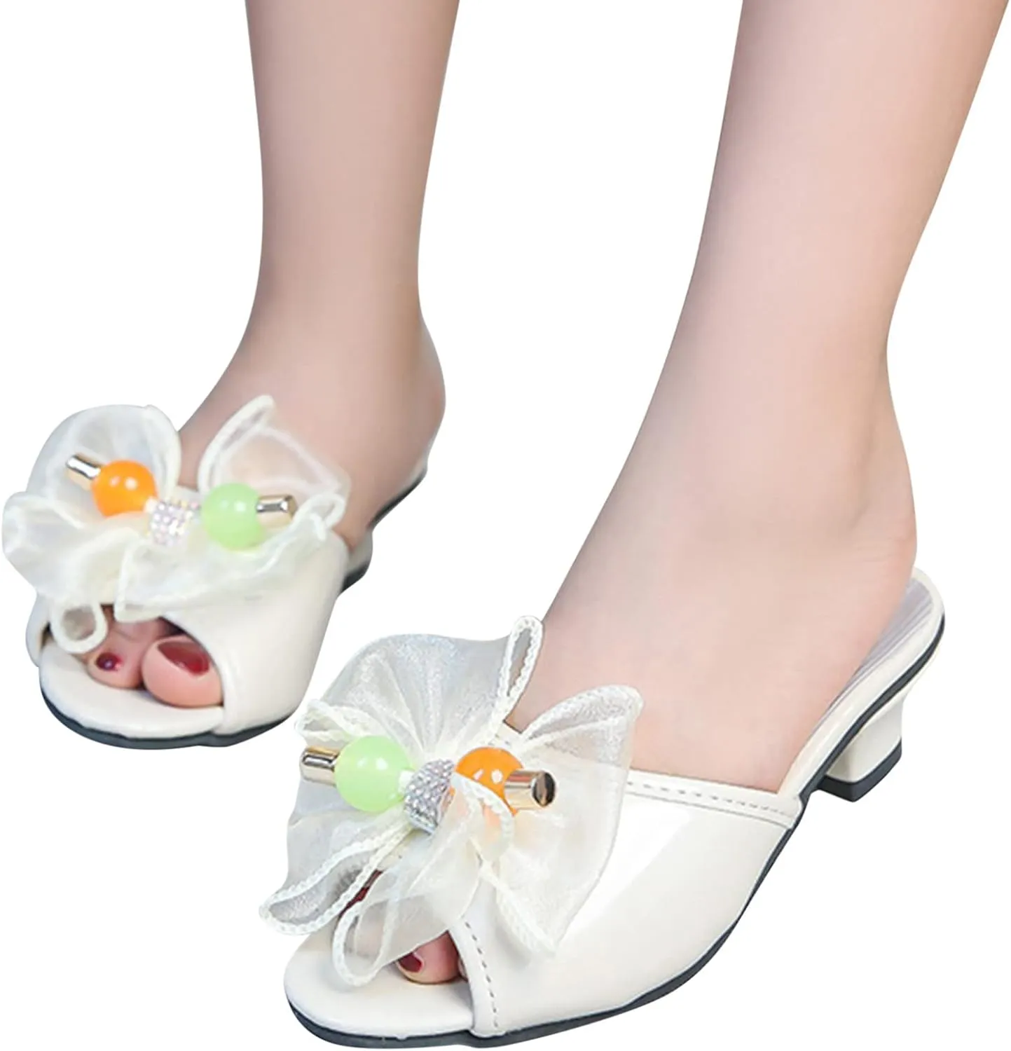 Moccasins for Toddler Girl Toddler Little Kid Girls Flower Crystal Pump Sandals Love Gymnastics Slides