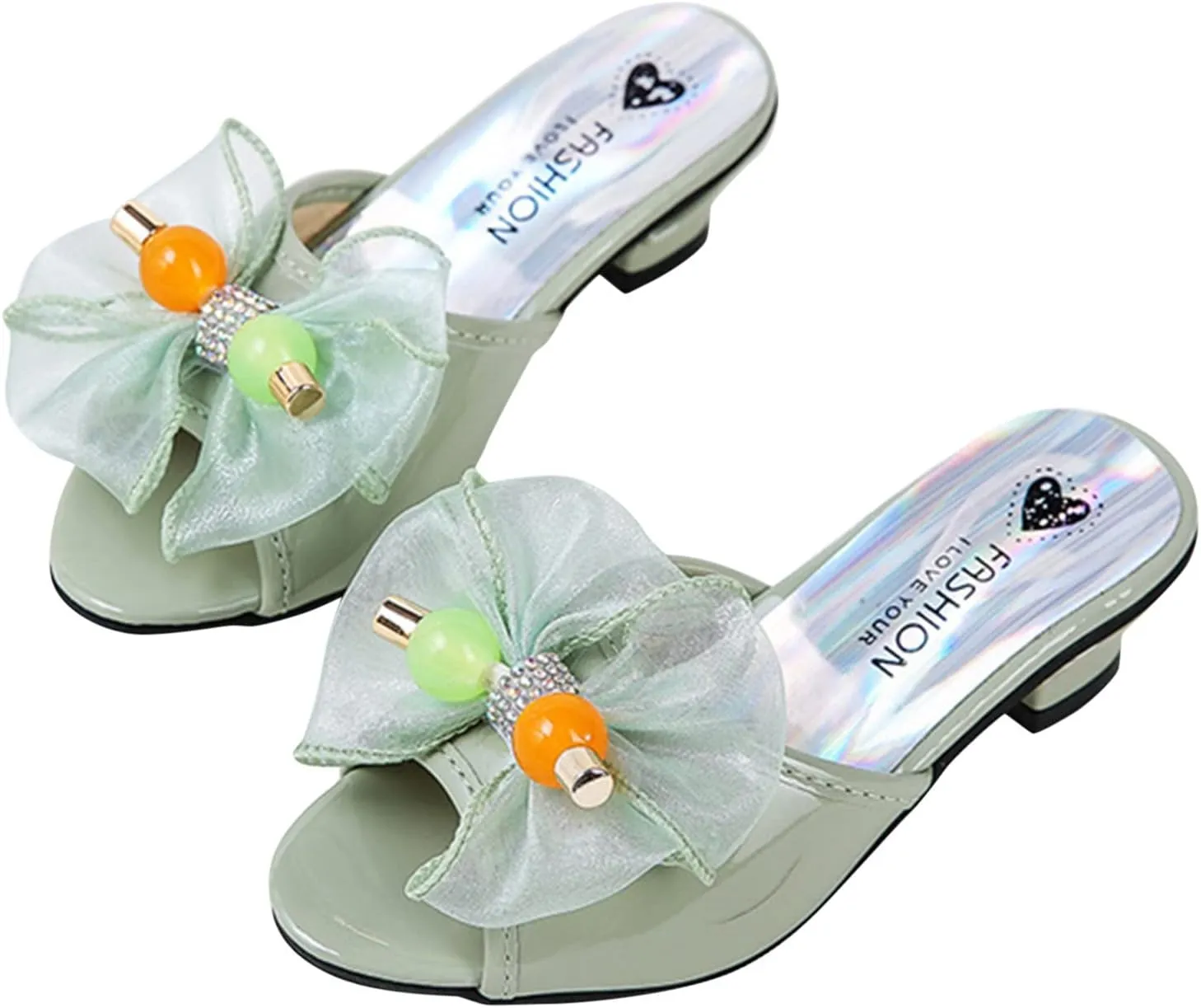 Moccasins for Toddler Girl Toddler Little Kid Girls Flower Crystal Pump Sandals Love Gymnastics Slides