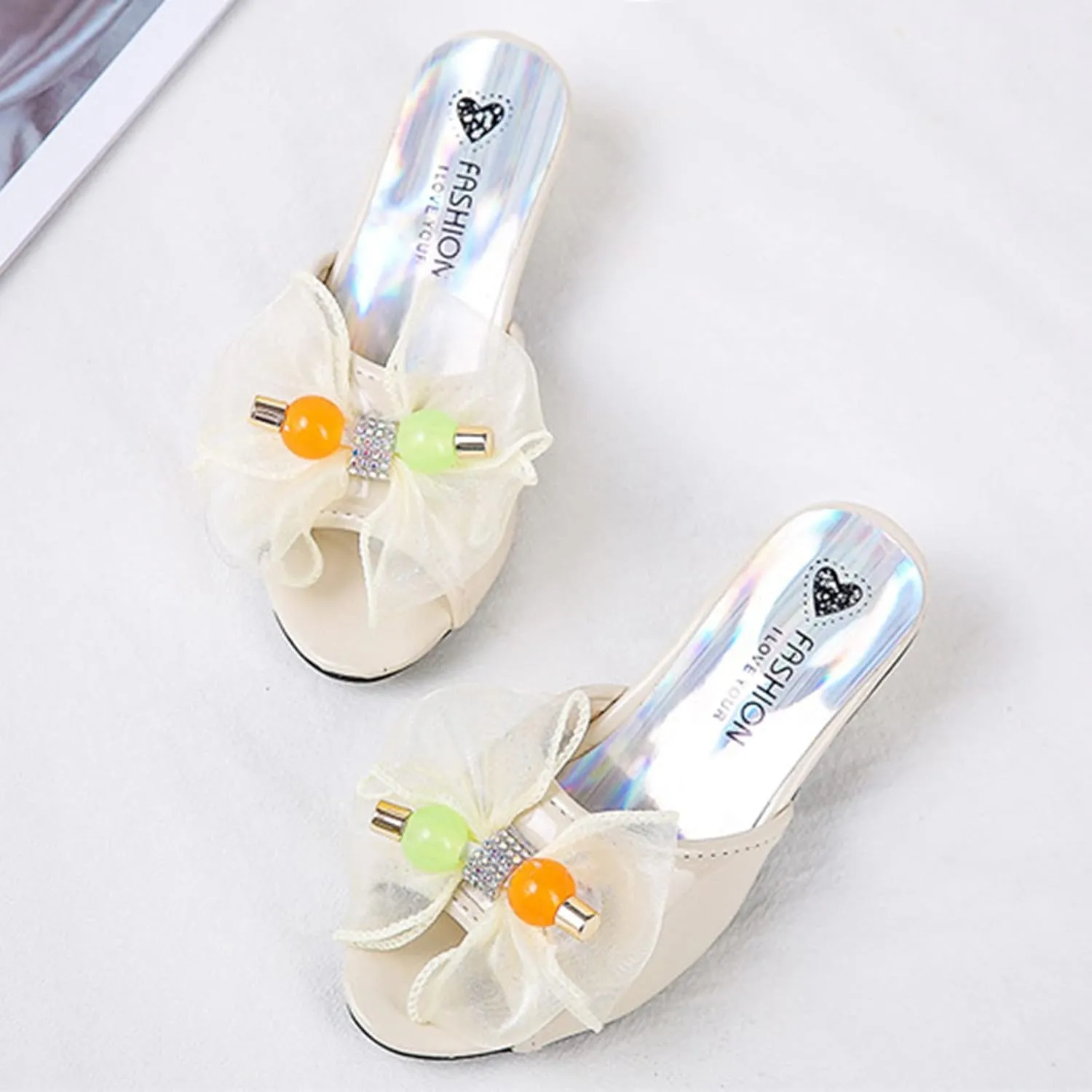 Moccasins for Toddler Girl Toddler Little Kid Girls Flower Crystal Pump Sandals Love Gymnastics Slides