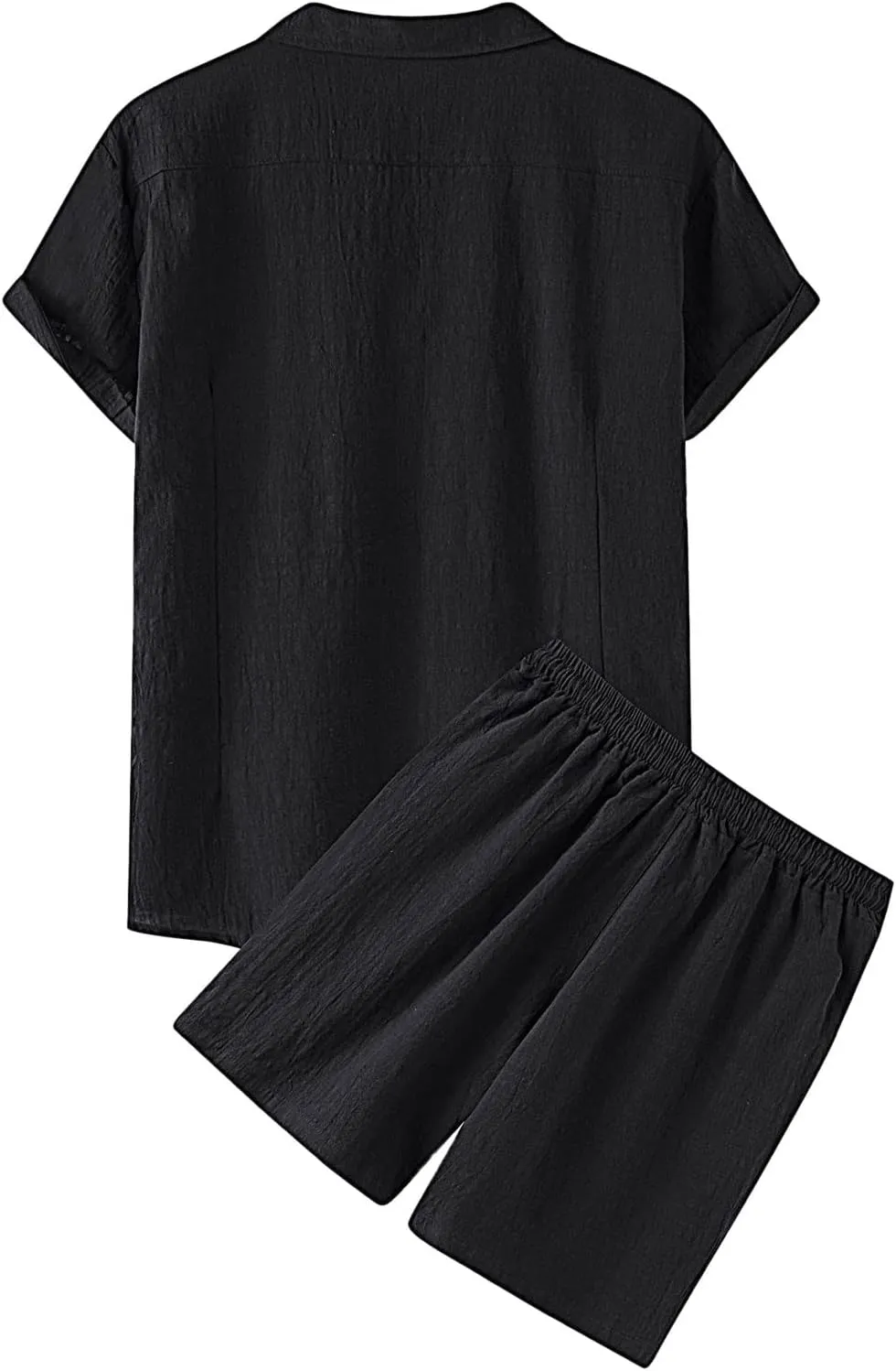 NaRHbrg Men's Linen Summer Tracksuit 2 Pieces Casual Activewear Short Sleeve Button Up Beach Shirts and 2 Piece Short Set
