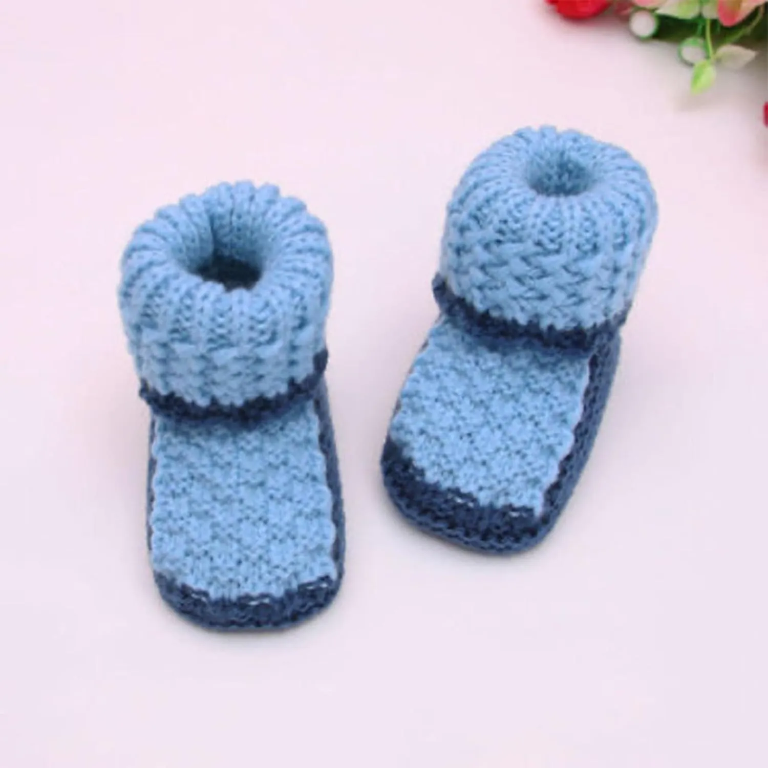 Newborn Knit Booties Soft Baby Boots for Infant Boys Girls No-Slip Soft First Walking Shoes Home Indoor Sock Shoes Infant Snow Boots