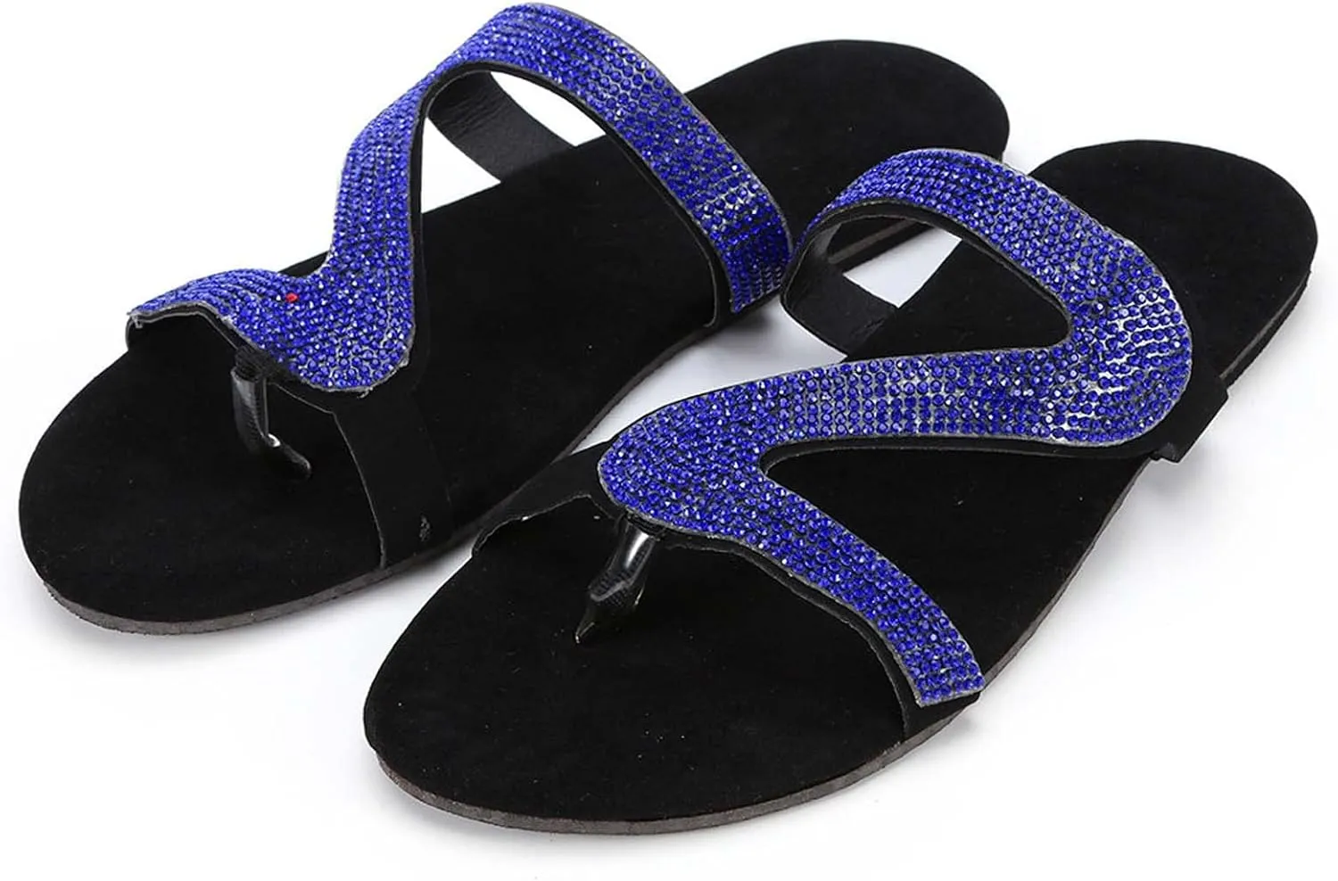 oiangi Sparkly Rhinestones Sandals for Women Summer Casual Z-Straps Clip Toe Flip Flops Slip On Flats Slipper Lightweight Comfy Ladies Shoes Sandalias
