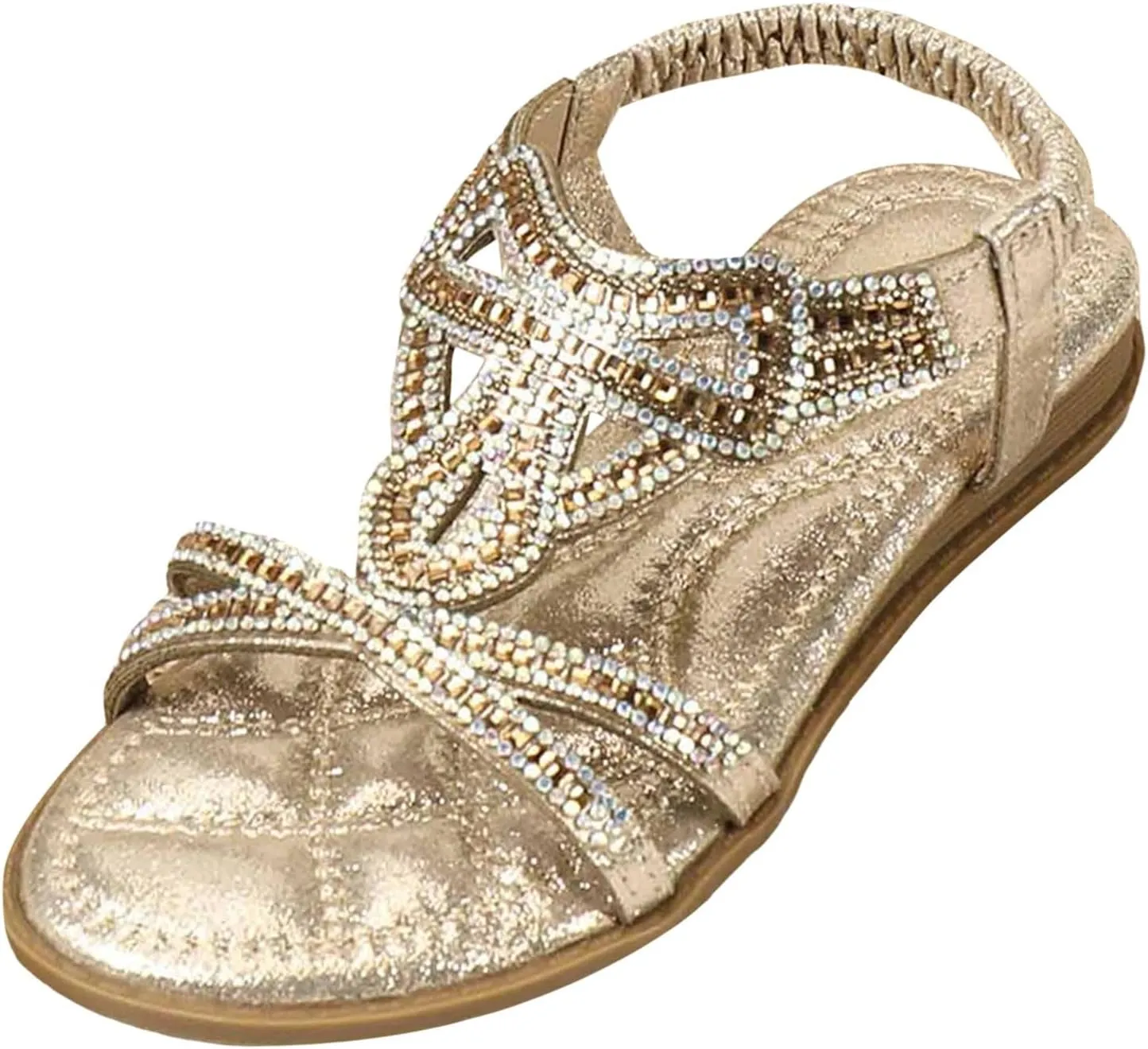 Open Toe Sandals Girls Glitter Beach Shoes Shoes Flat Summer Glitter Boho Comfortable Sandals With Rhinestones