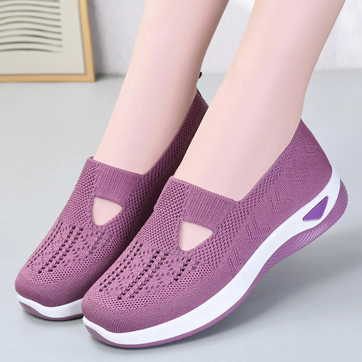 Orthopedic Walking Shoes for Diabetic Women Slip On Sneakers with Arch Support Comfortable Casual Loafers Plantar Fasciitis Foot Heel Pain Relief