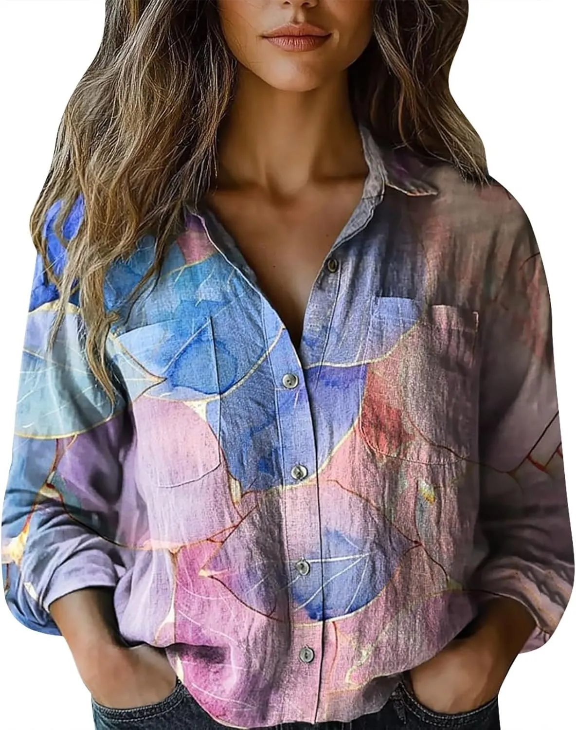 Oversized Long Sleeve Shirts for Women Shirts Casual Tops Long Sleeve Blouse Cotton Tops for Women Womens Fashion