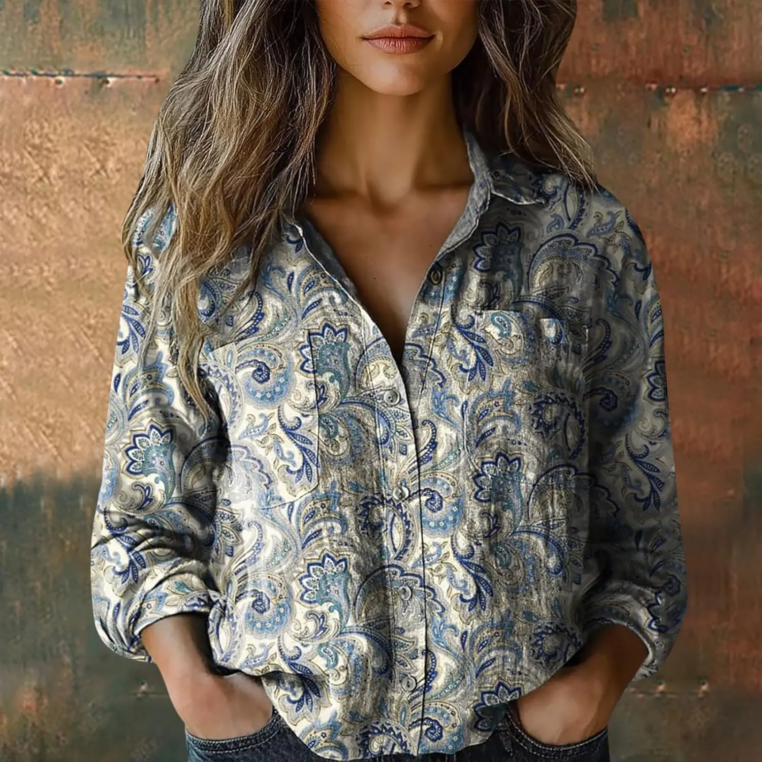 Oversized Long Sleeve Shirts for Women Shirts Casual Tops Long Sleeve Blouse Cotton Tops for Women Womens Fashion