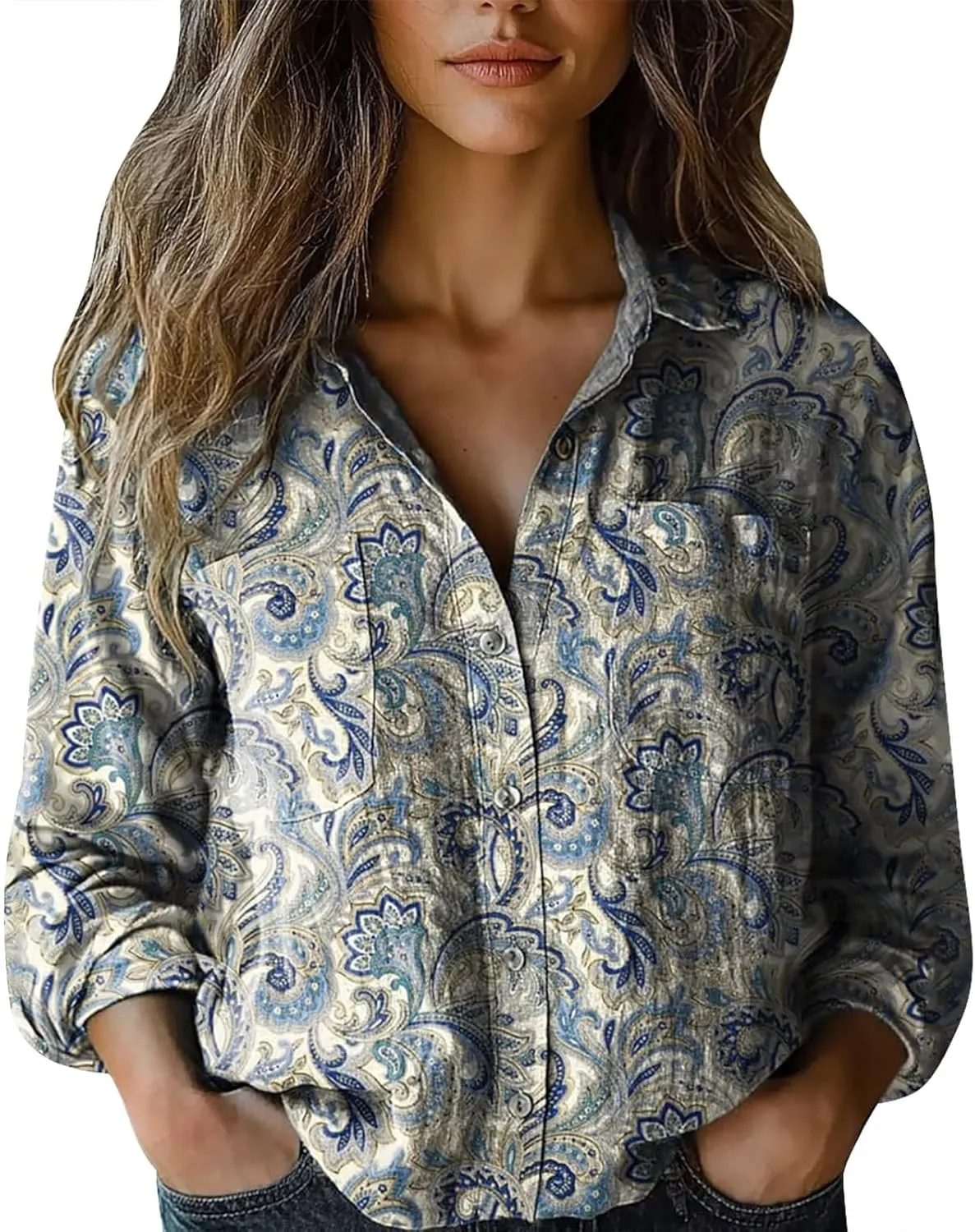Oversized Long Sleeve Shirts for Women Shirts Casual Tops Long Sleeve Blouse Cotton Tops for Women Womens Fashion