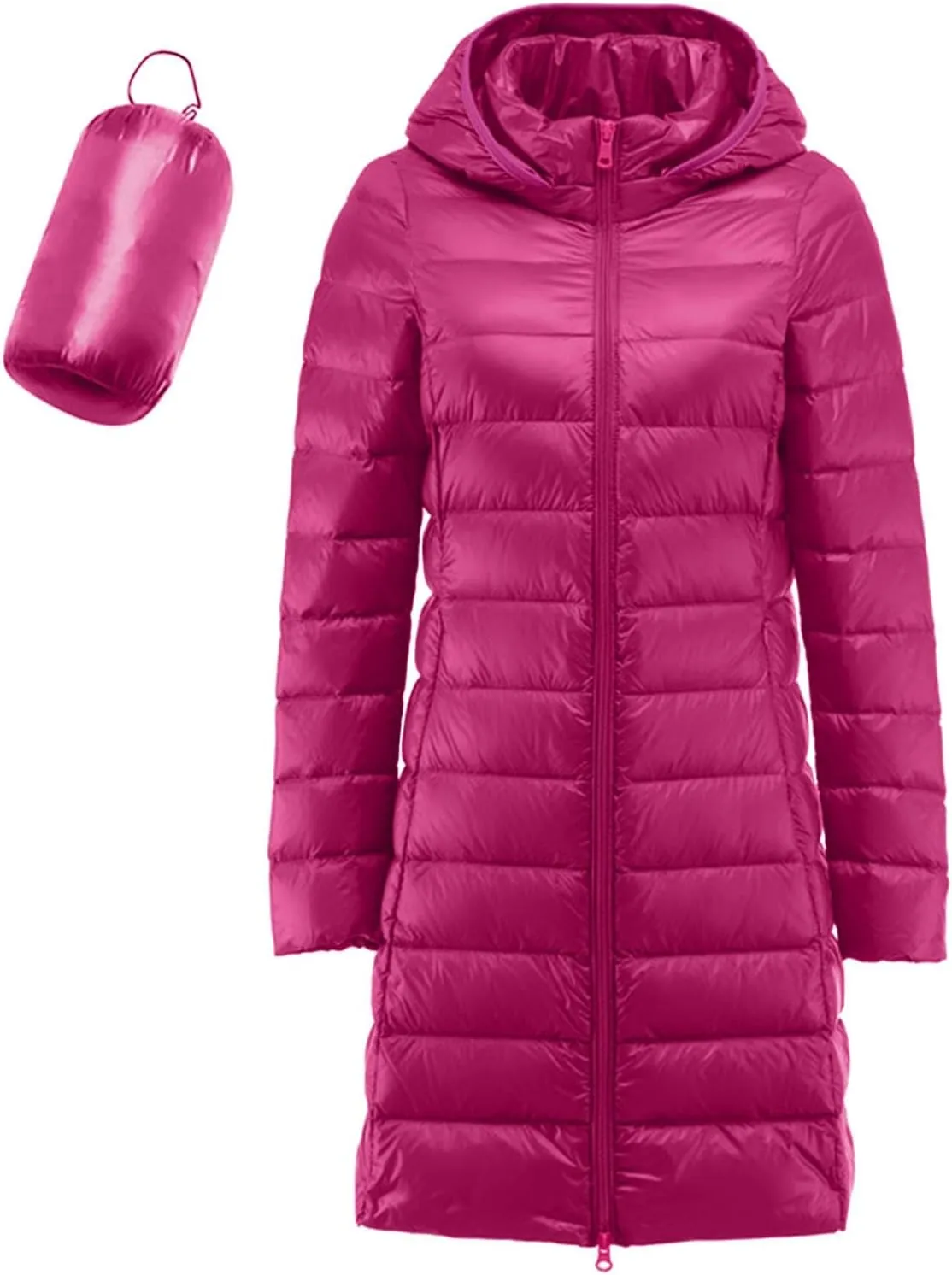 Packable Quilted Jackets for Women Lightweight Long Down Jacket Hoodies Winter Warm Quilted Puffer Coat with Pockets