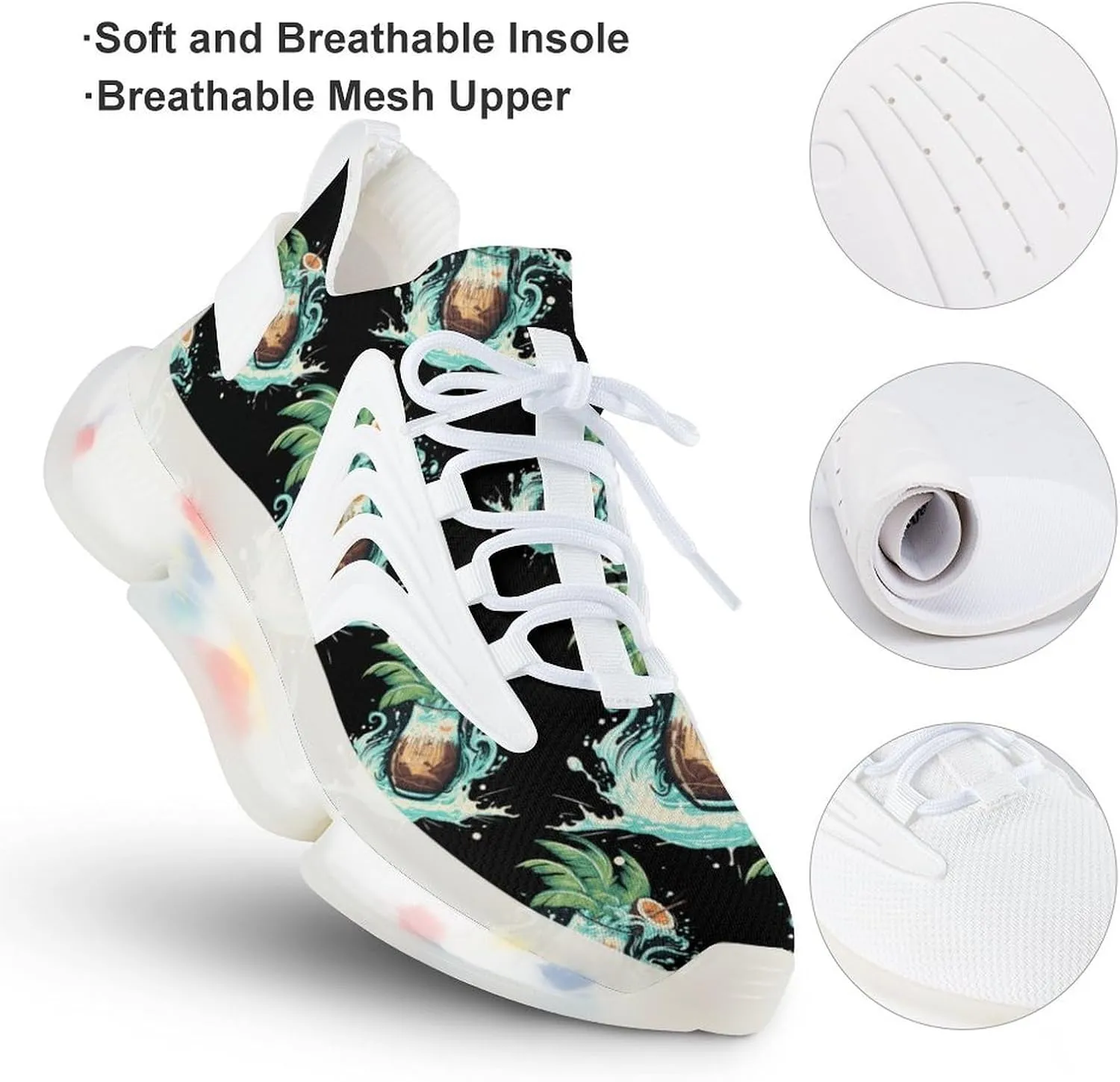 Palm & Coconut Mens Sneakers Running Shoes Lightweight Athletic Shoes for Jogging Walking Gym