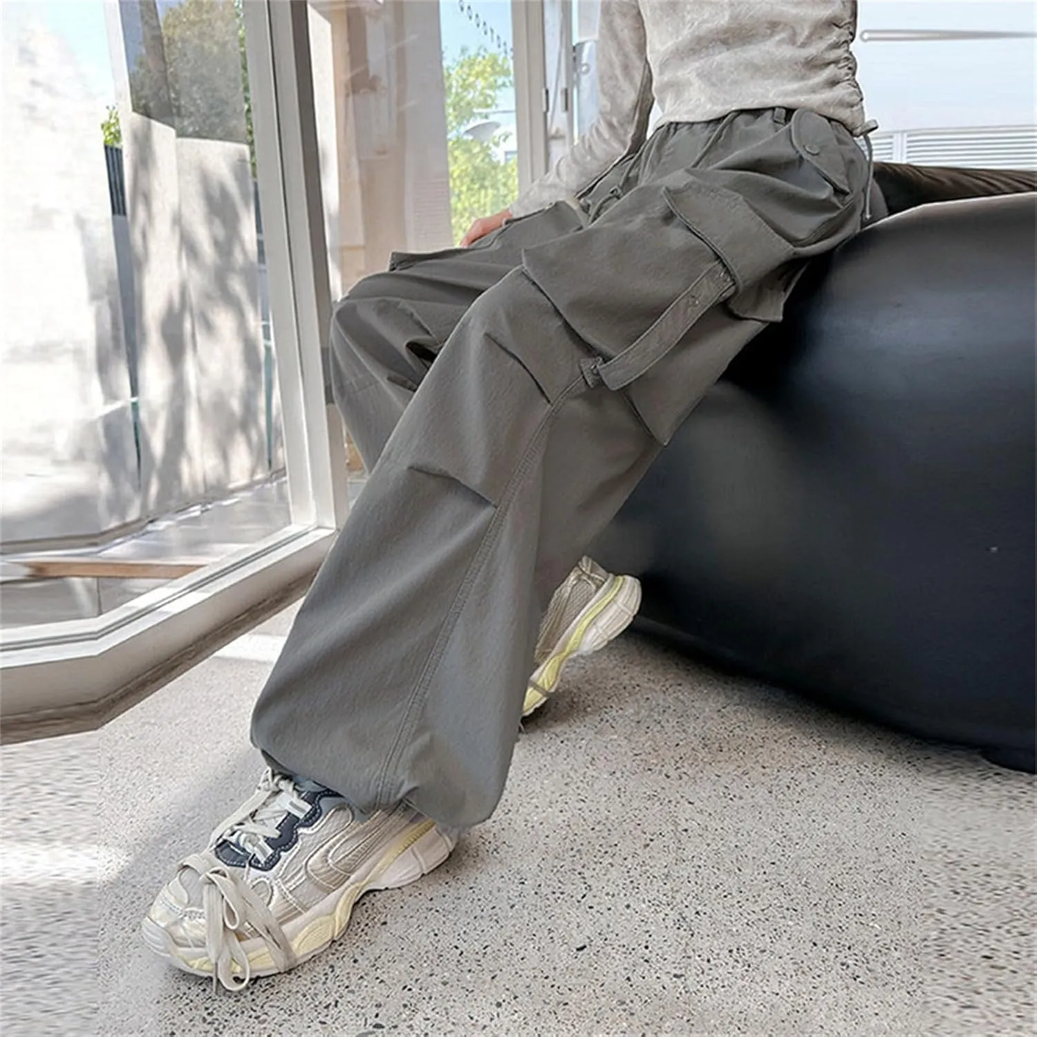 Parachute Pants for Girls Y2k Cargo Trousers with Pockets Jogger Pants Kids Parachute Pants Uniform Pants
