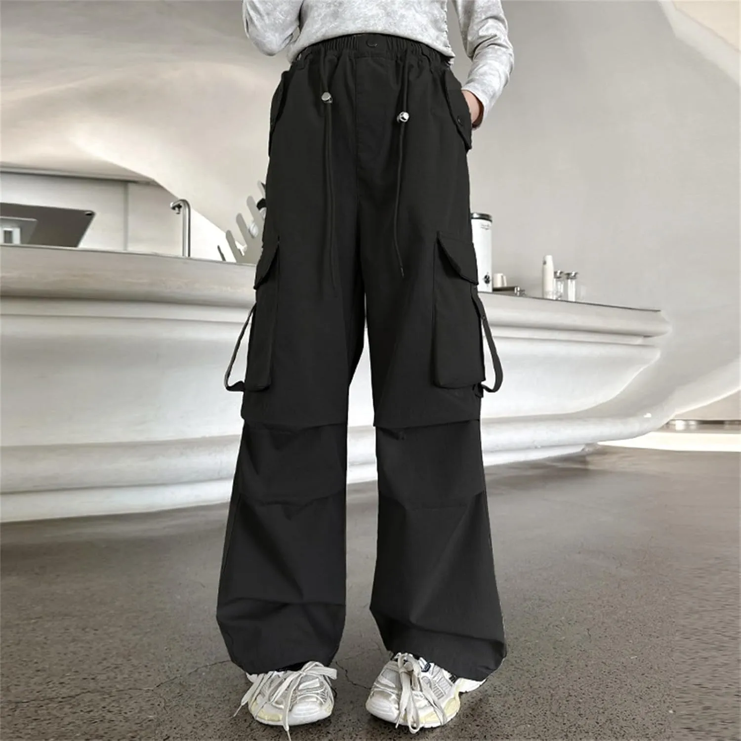 Parachute Pants for Girls Y2k Cargo Trousers with Pockets Jogger Pants Kids Parachute Pants Uniform Pants