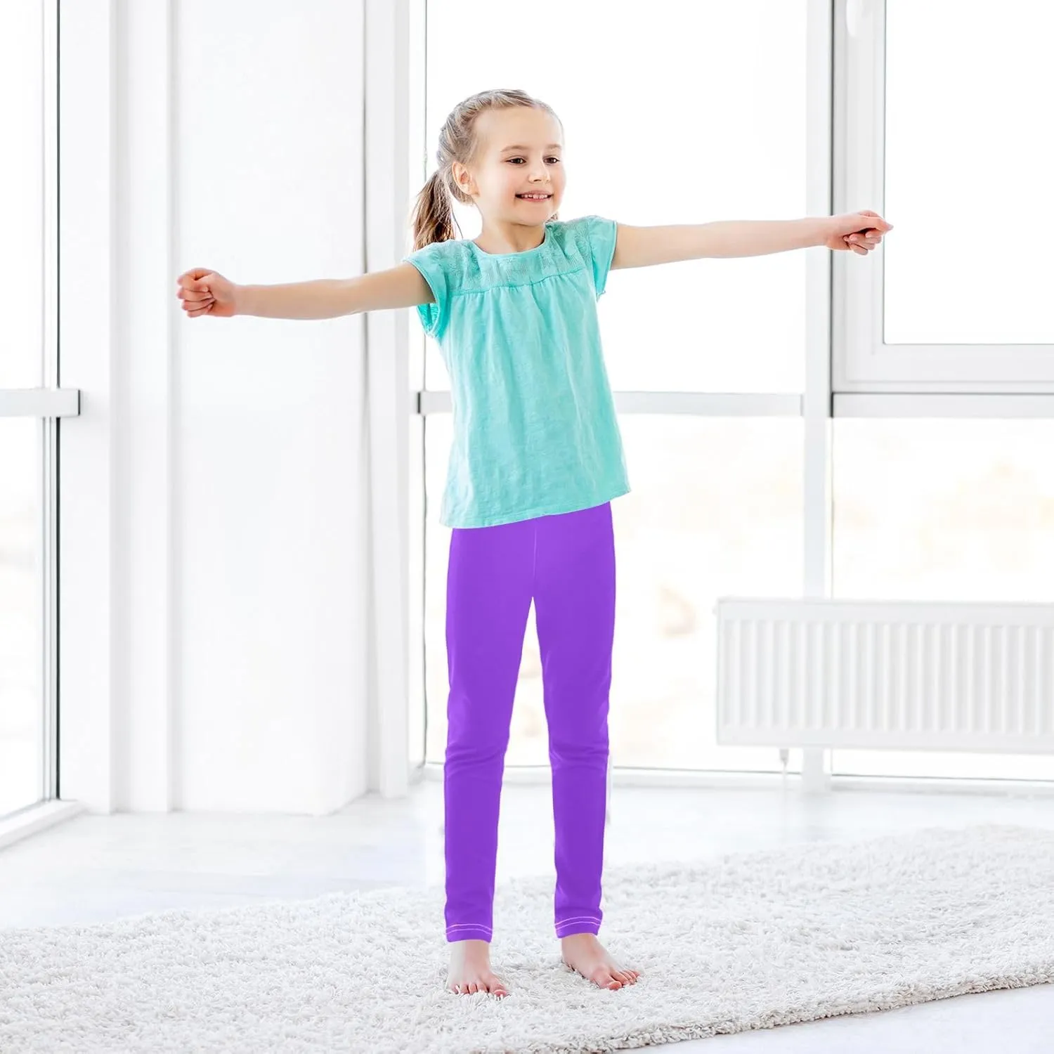Pastel Rainbow Gradient Little Girls Leggings, Athletic Pants for Girls, Girls Stretch Pants Yoga Pants Girls 4T-10T