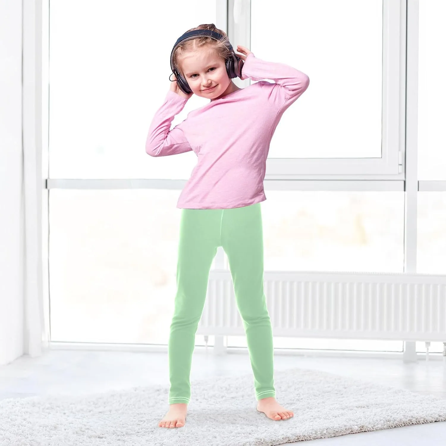 Pastel Rainbow Gradient Little Girls Leggings, Athletic Pants for Girls, Girls Stretch Pants Yoga Pants Girls 4T-10T