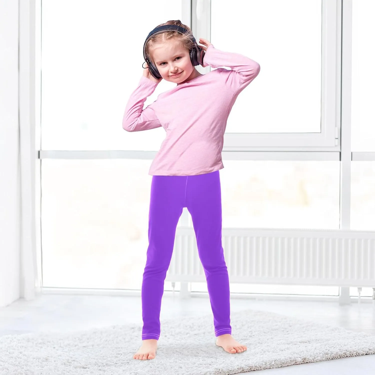Pastel Rainbow Gradient Little Girls Leggings, Athletic Pants for Girls, Girls Stretch Pants Yoga Pants Girls 4T-10T
