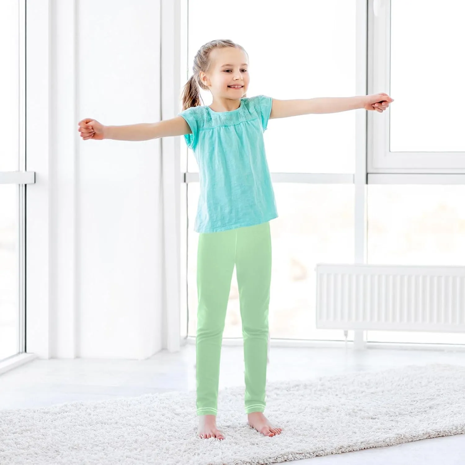 Pastel Rainbow Gradient Little Girls Leggings, Athletic Pants for Girls, Girls Stretch Pants Yoga Pants Girls 4T-10T