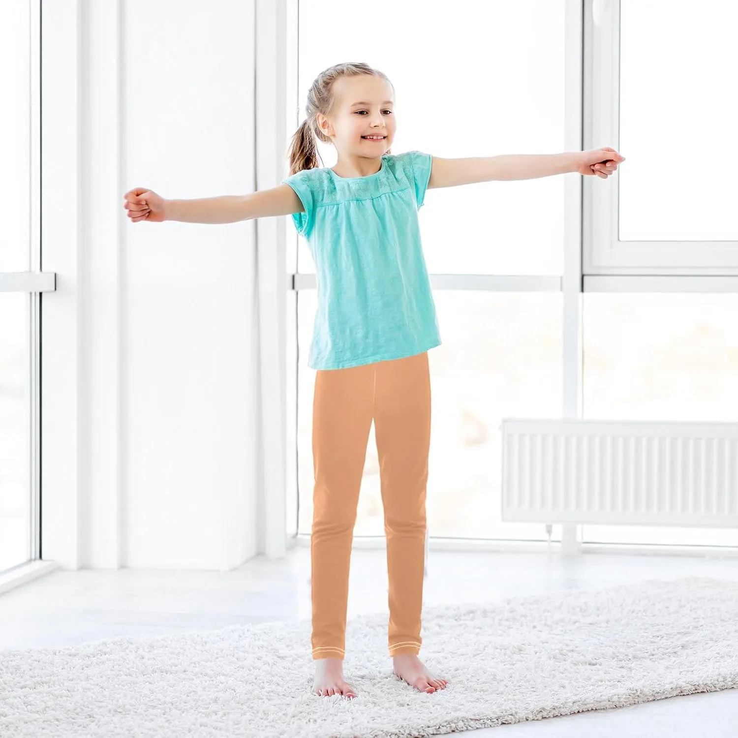 Pastel Rainbow Gradient Little Girls Leggings, Athletic Pants for Girls, Girls Stretch Pants Yoga Pants Girls 4T-10T