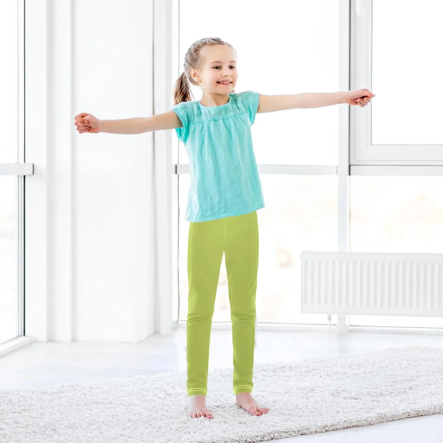 Pastel Rainbow Gradient Little Girls Leggings, Athletic Pants for Girls, Girls Stretch Pants Yoga Pants Girls 4T-10T