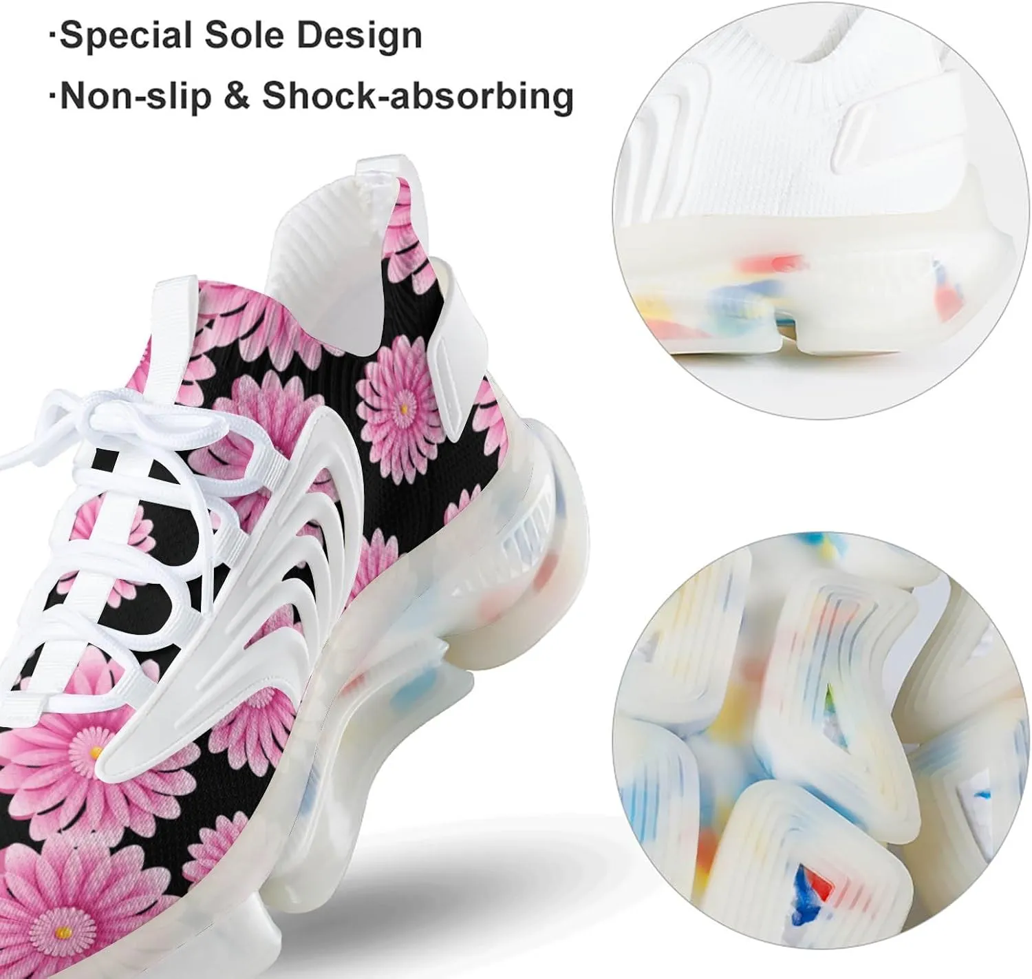 Peace Sign Flower Mens Sneakers Running Shoes Lightweight Athletic Shoes for Jogging Walking Gym