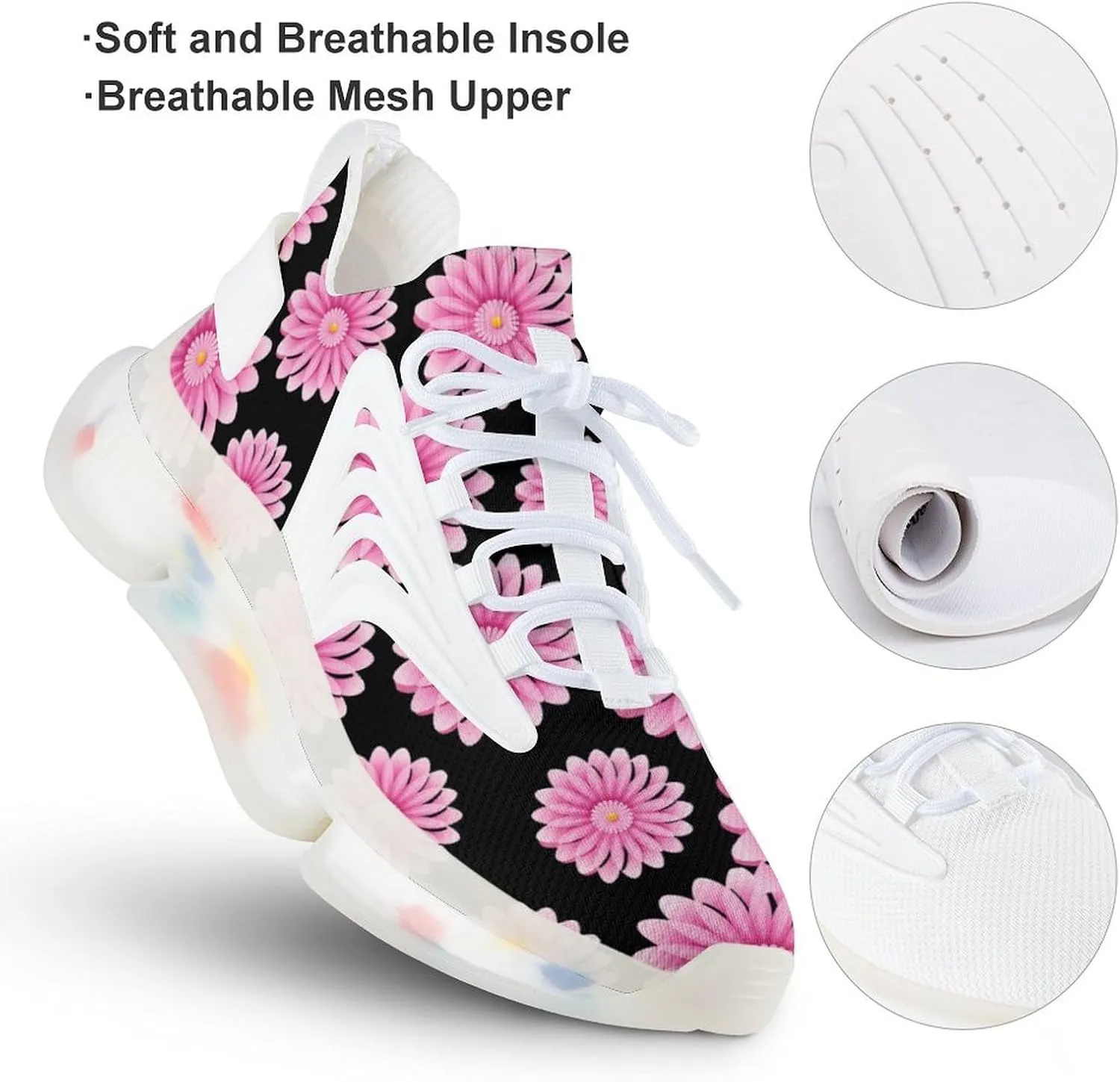 Peace Sign Flower Mens Sneakers Running Shoes Lightweight Athletic Shoes for Jogging Walking Gym