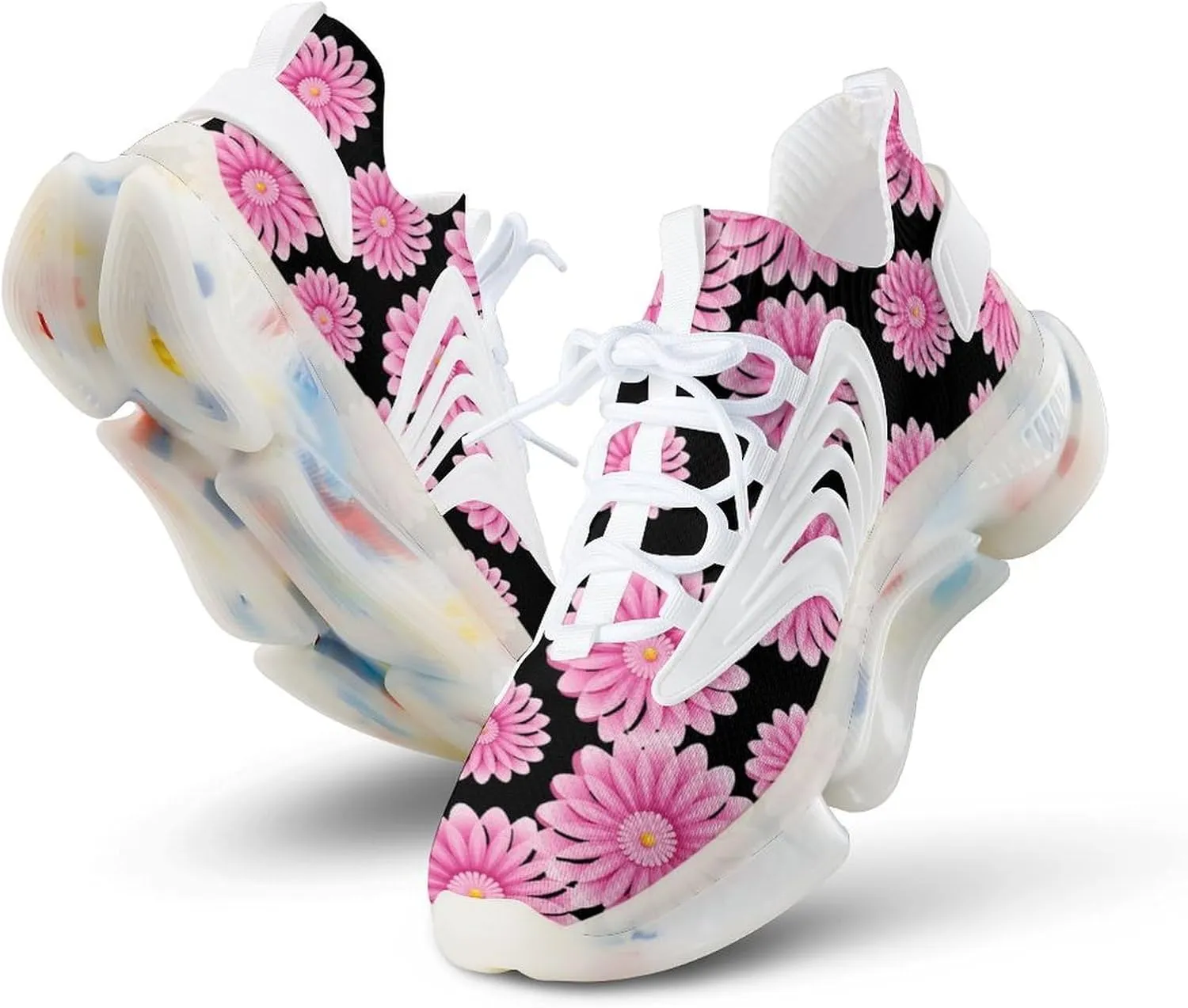 Peace Sign Flower Mens Sneakers Running Shoes Lightweight Athletic Shoes for Jogging Walking Gym