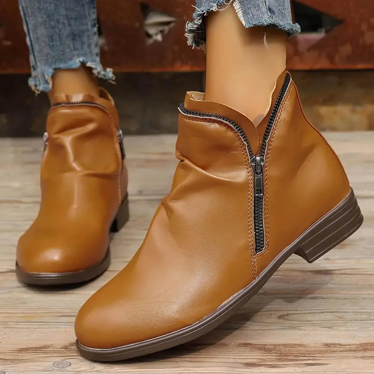 peqiut Womens Cowboy Boots Square Toe Thick Heel Wide Calf Cowboy Boots Women Suede Warm Furry Snow Womens Boots