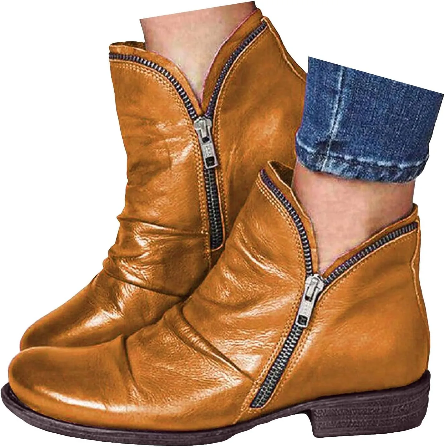 peqiut Womens Cowboy Boots Square Toe Thick Heel Wide Calf Cowboy Boots Women Suede Warm Furry Snow Womens Boots