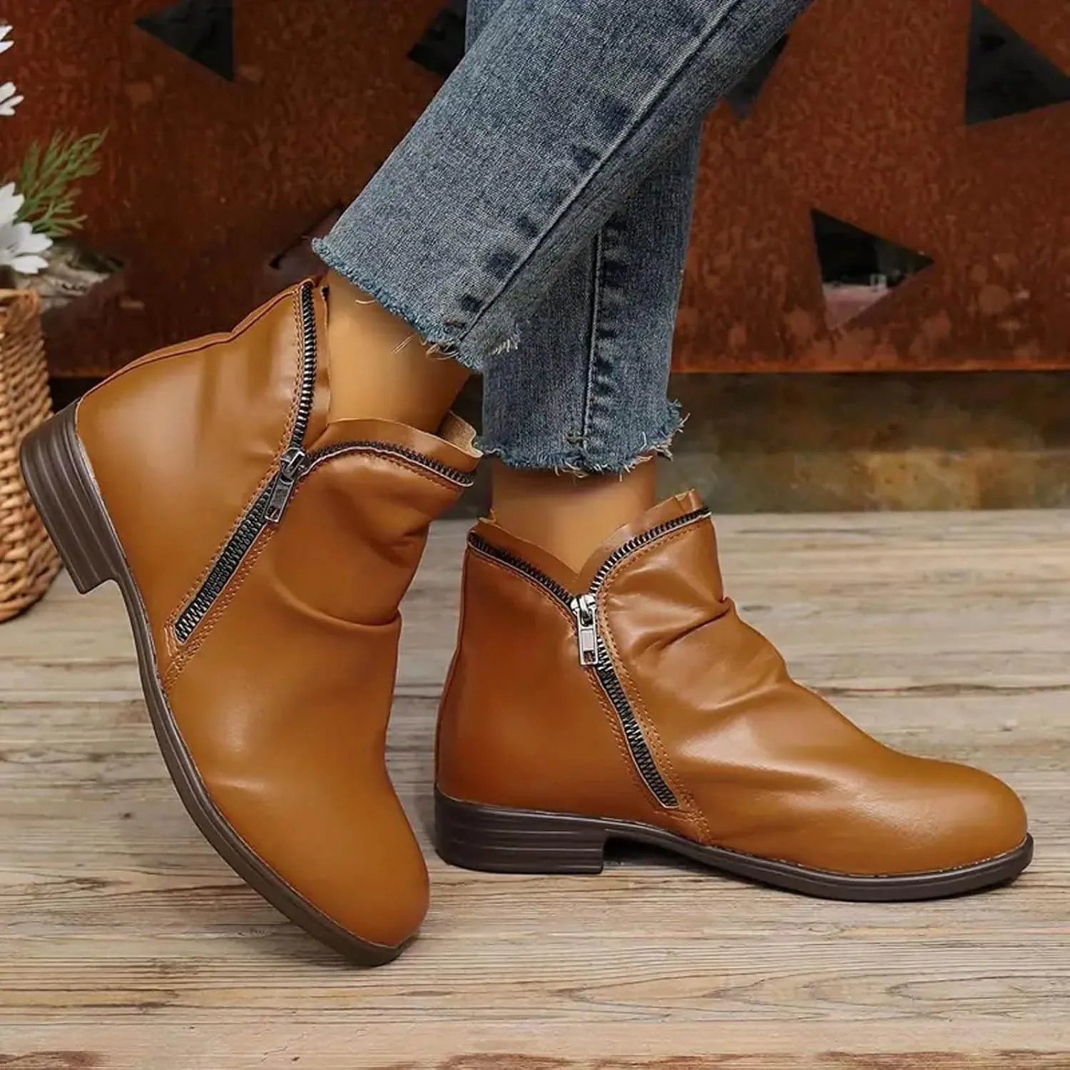 peqiut Womens Cowboy Boots Square Toe Thick Heel Wide Calf Cowboy Boots Women Suede Warm Furry Snow Womens Boots