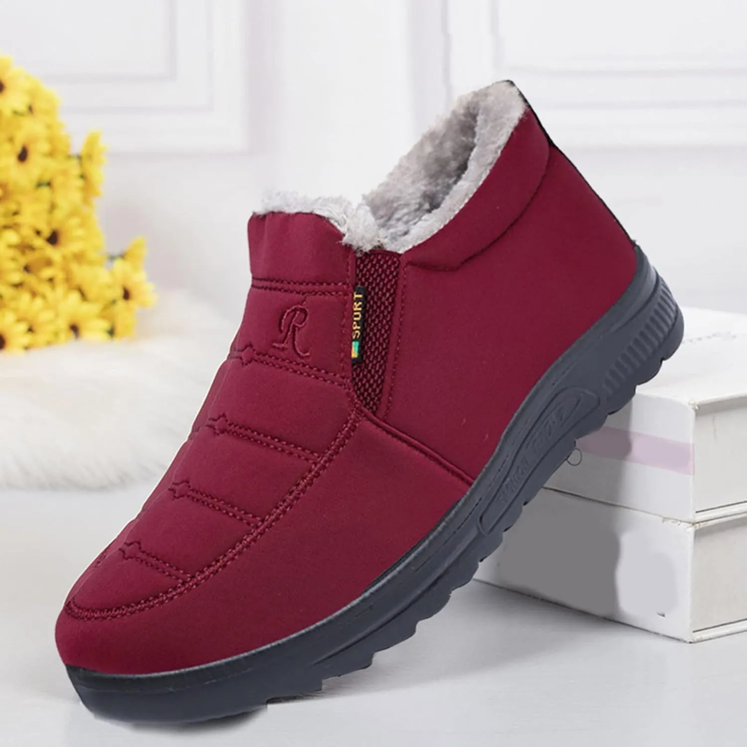 Platform Snow Boots Women Winter Shoes Ankle Boots for Women Fleece Lined Warm Boots Water-Proof Anti-Slip Shoes Comfortable Boots for Women Slip On Outdoor Shoes Walking Boot Work Boots