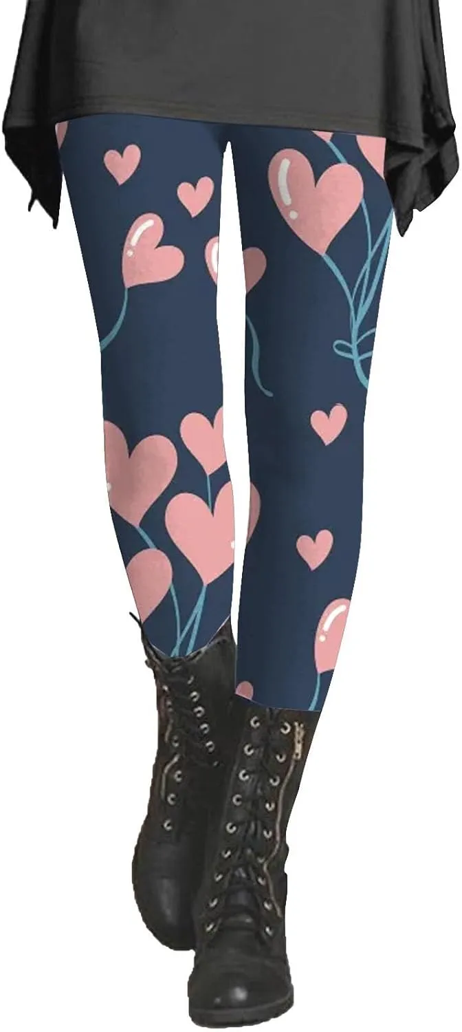 Plus Size Valentine's Day Leggings for Women 2025 Fleece Valentines Leggings Yoga Pants for Women