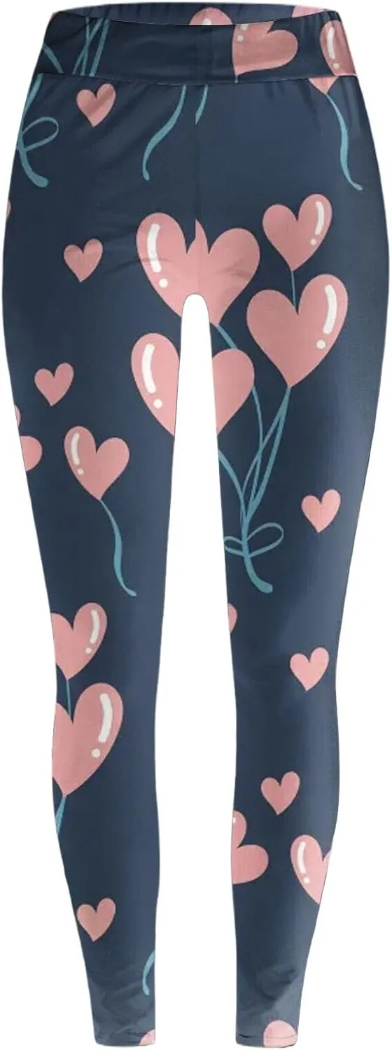Plus Size Valentine's Day Leggings for Women 2025 Fleece Valentines Leggings Yoga Pants for Women