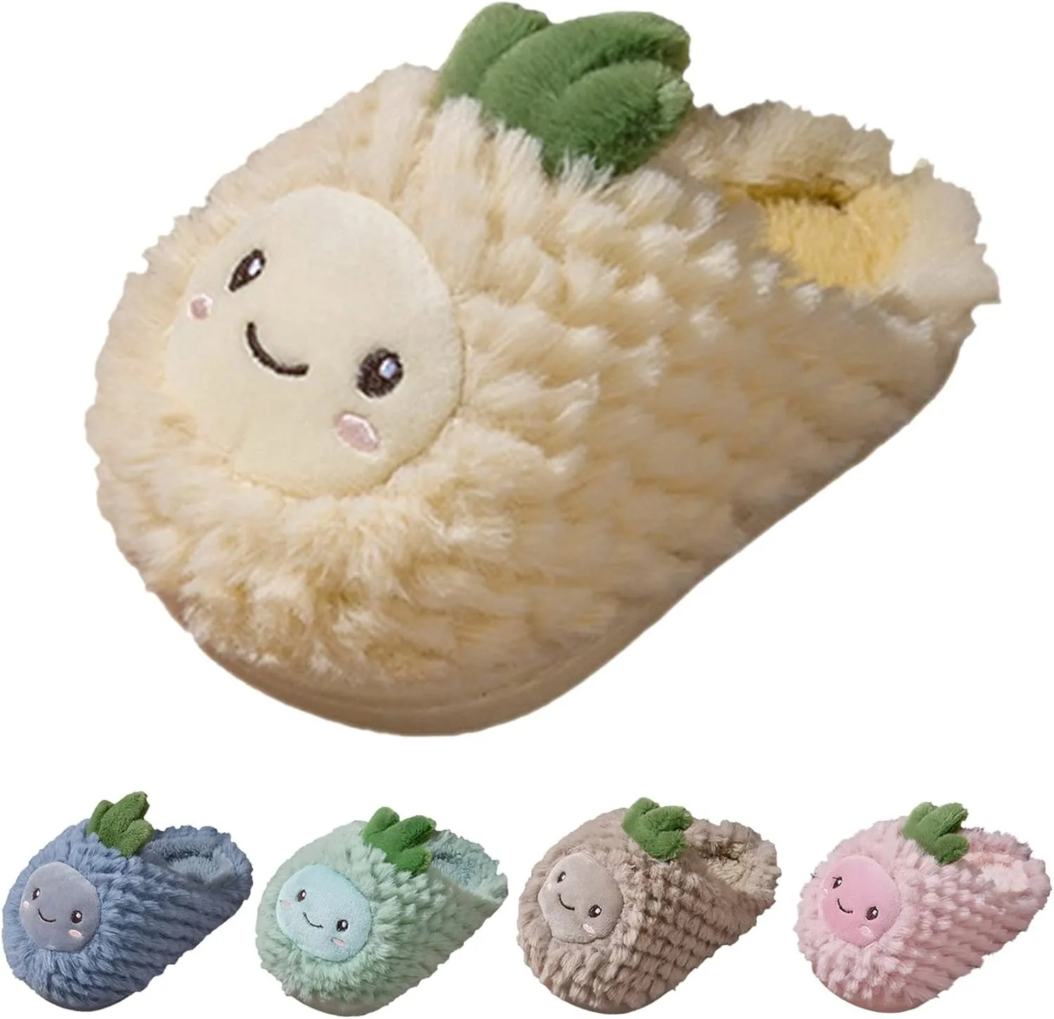 Princess Slippers for Little Girls Fashion Autumn And Winter Boys And Girls Slippers Flat Bottom Soft Light Comfortable Warm Cute Cartoon Fruit Pineapple Pattern