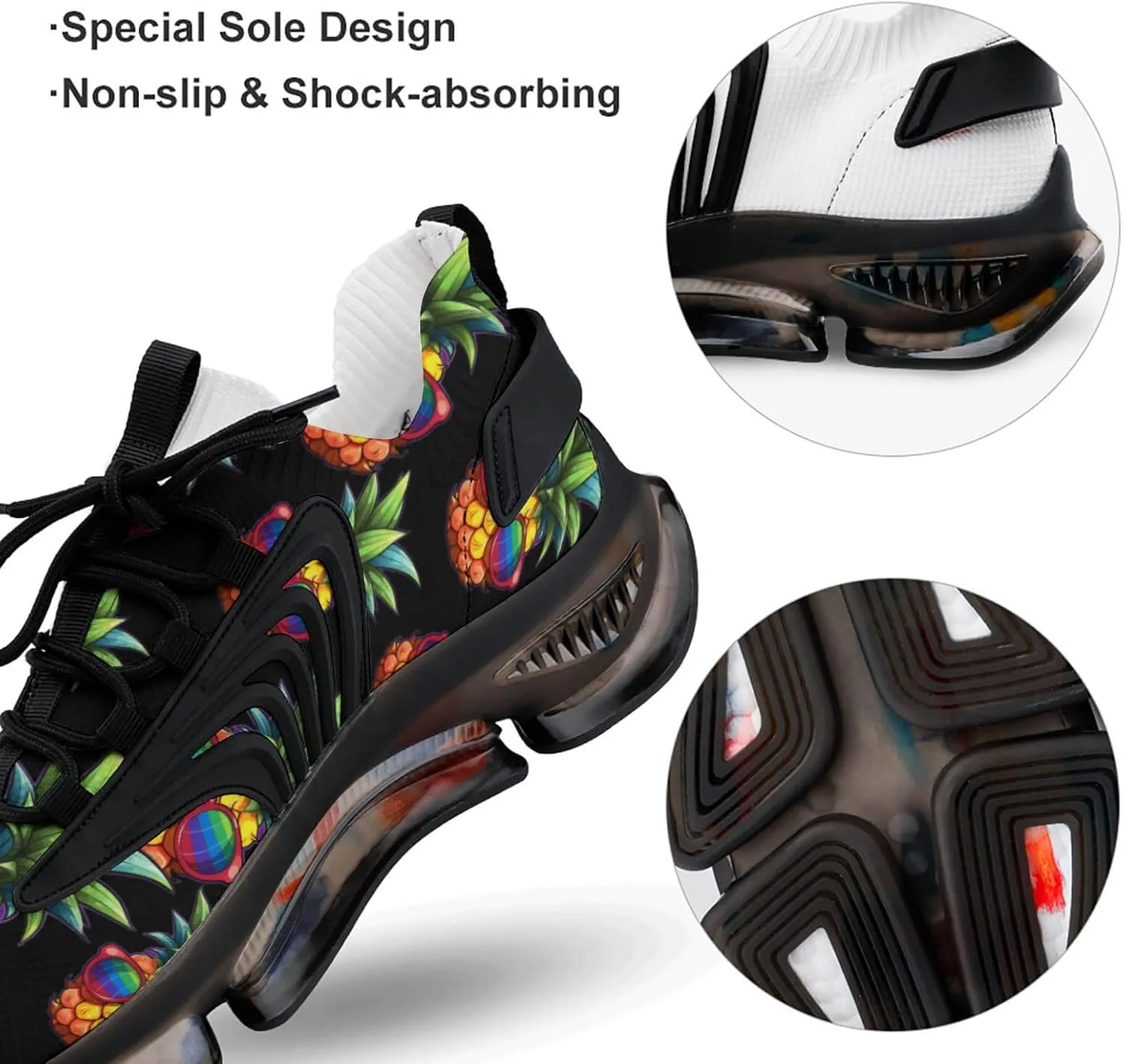 Rainbow Pineapple Mens Sneakers Running Shoes Lightweight Athletic Shoes for Jogging Walking Gym