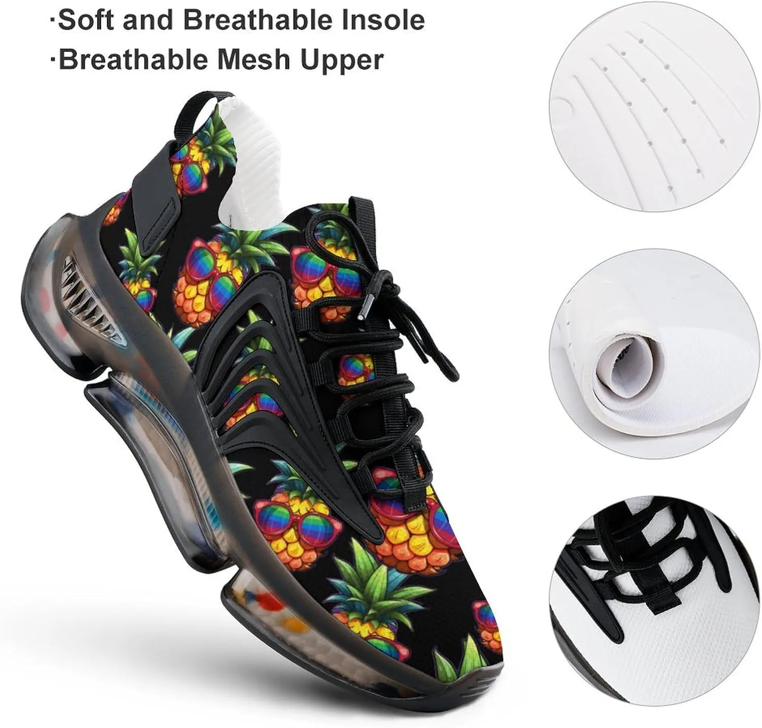 Rainbow Pineapple Mens Sneakers Running Shoes Lightweight Athletic Shoes for Jogging Walking Gym