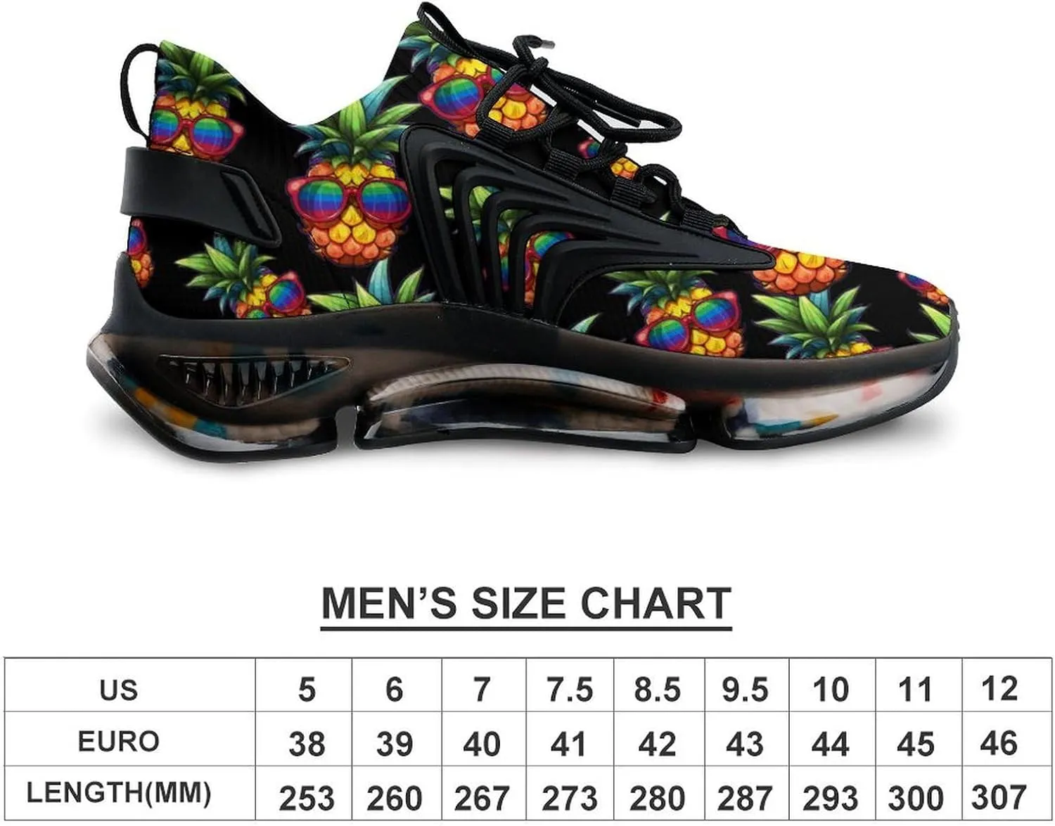 Rainbow Pineapple Mens Sneakers Running Shoes Lightweight Athletic Shoes for Jogging Walking Gym