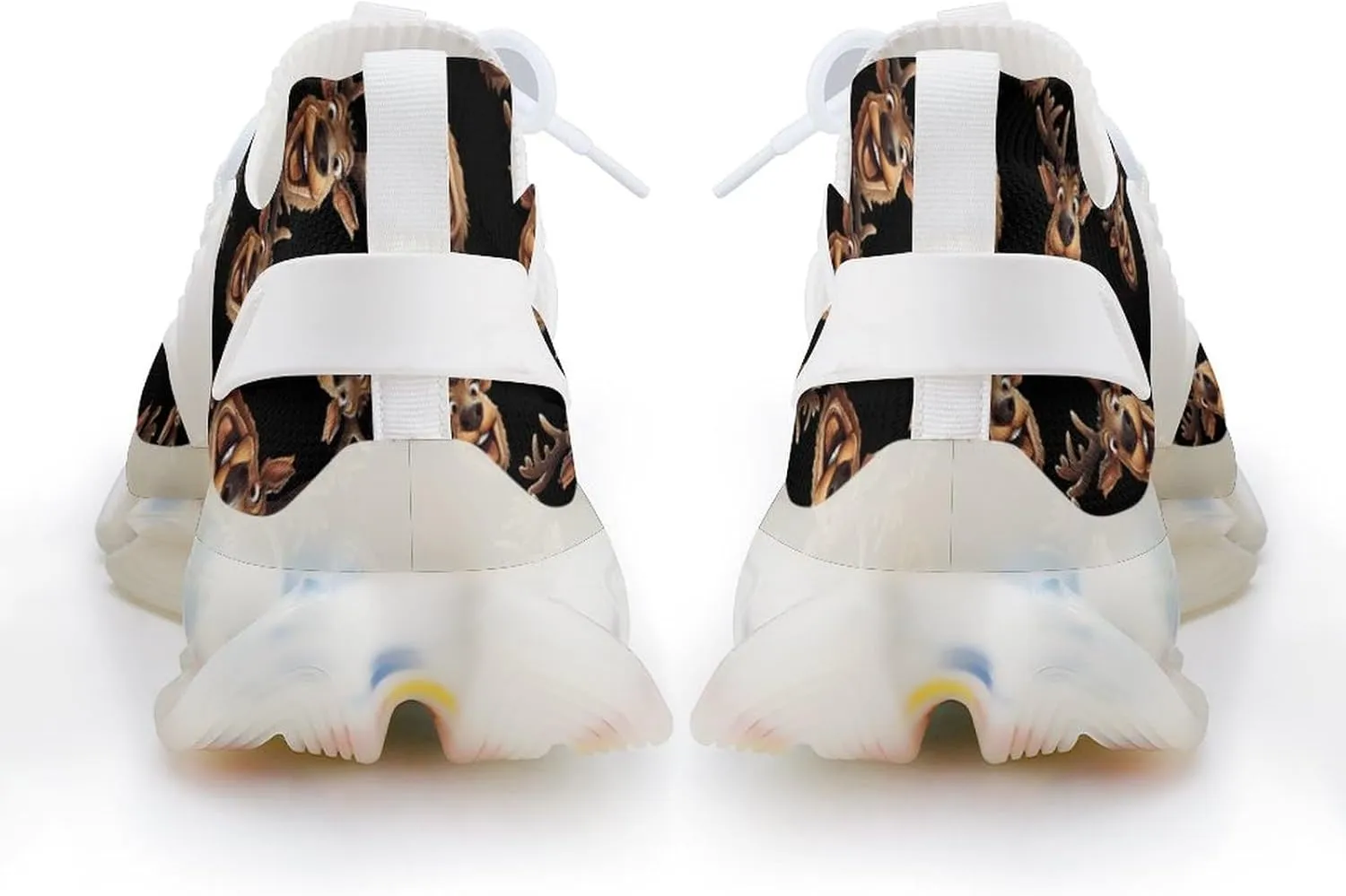 Reindeer Face Mens Sneakers Running Shoes Lightweight Athletic Shoes for Jogging Walking Gym