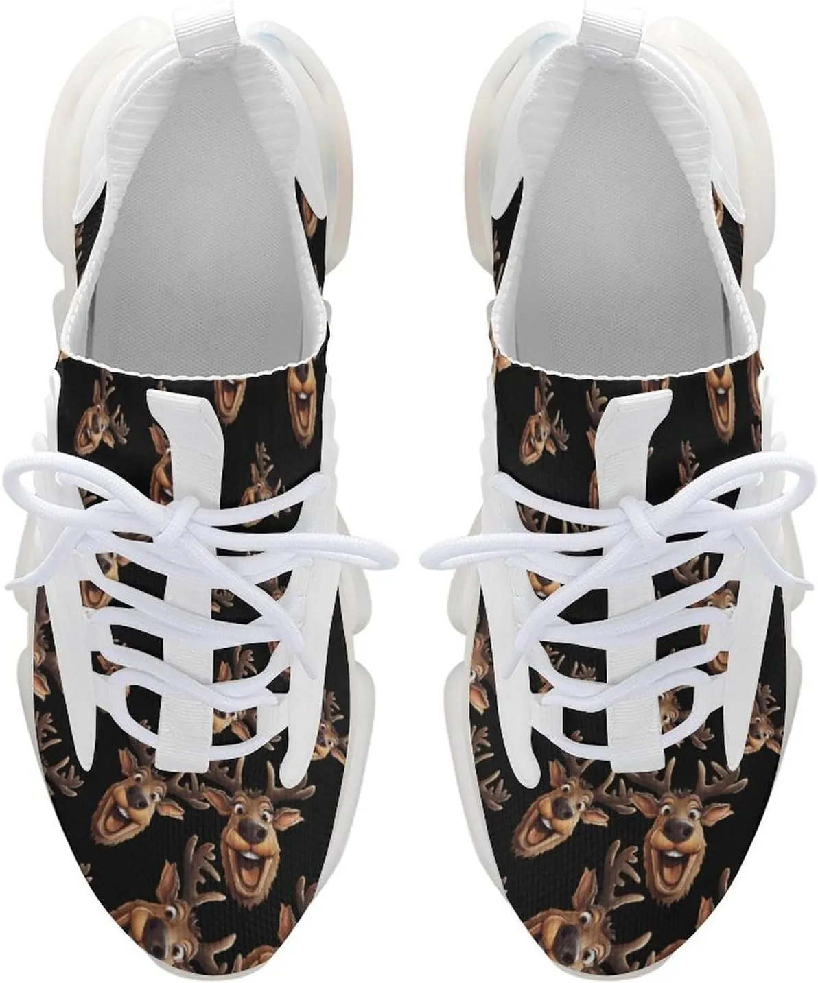 Reindeer Face Mens Sneakers Running Shoes Lightweight Athletic Shoes for Jogging Walking Gym