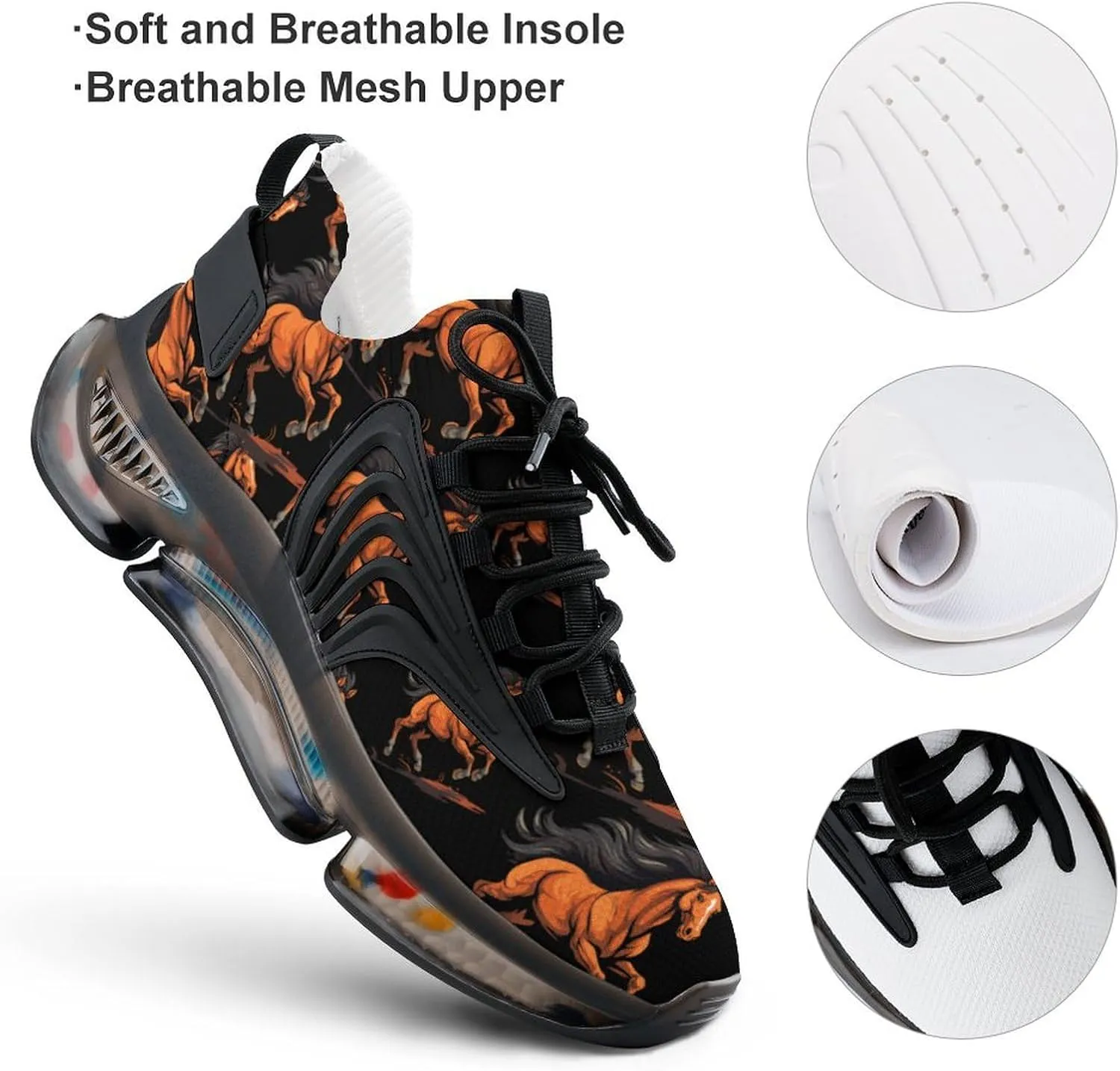 Running Horse Mens Sneakers Running Shoes Lightweight Athletic Shoes for Jogging Walking Gym