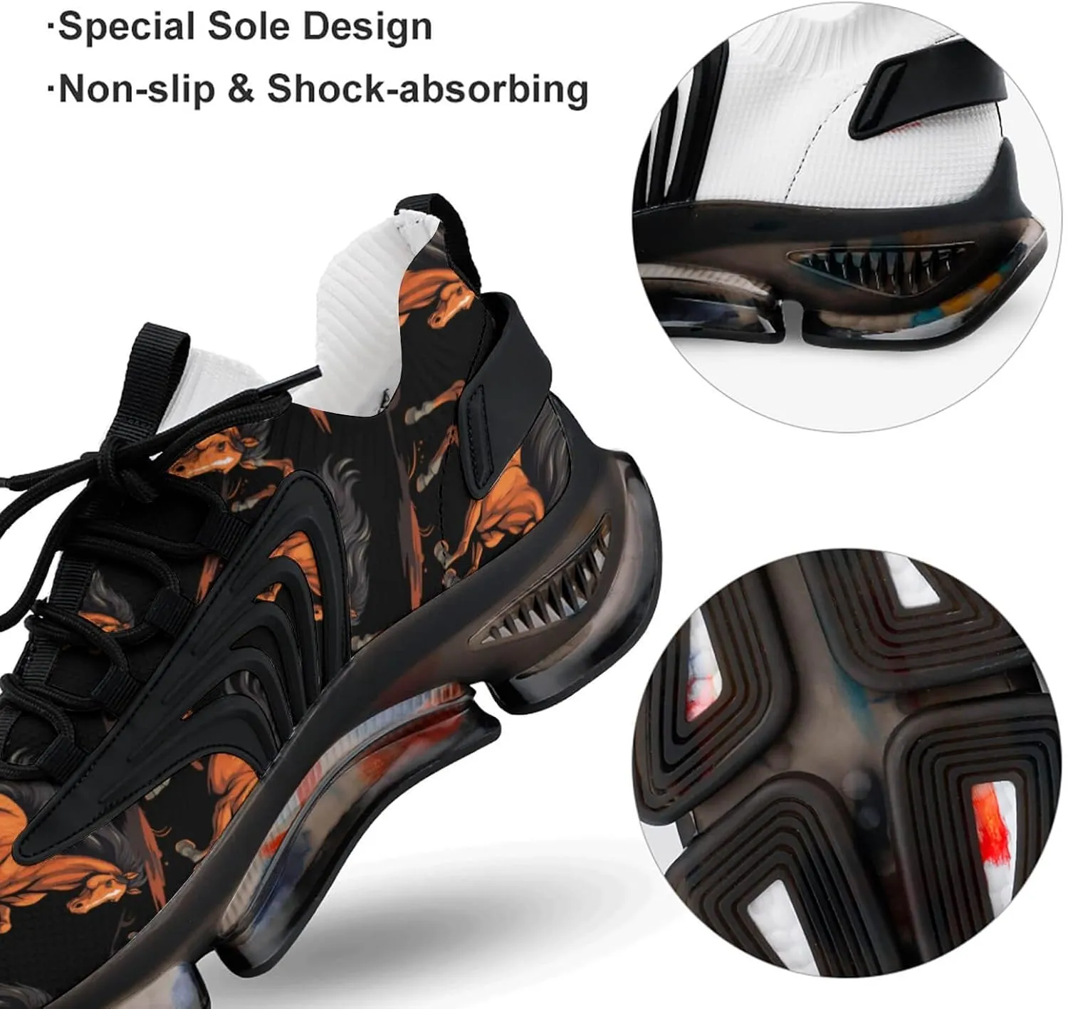 Running Horse Mens Sneakers Running Shoes Lightweight Athletic Shoes for Jogging Walking Gym