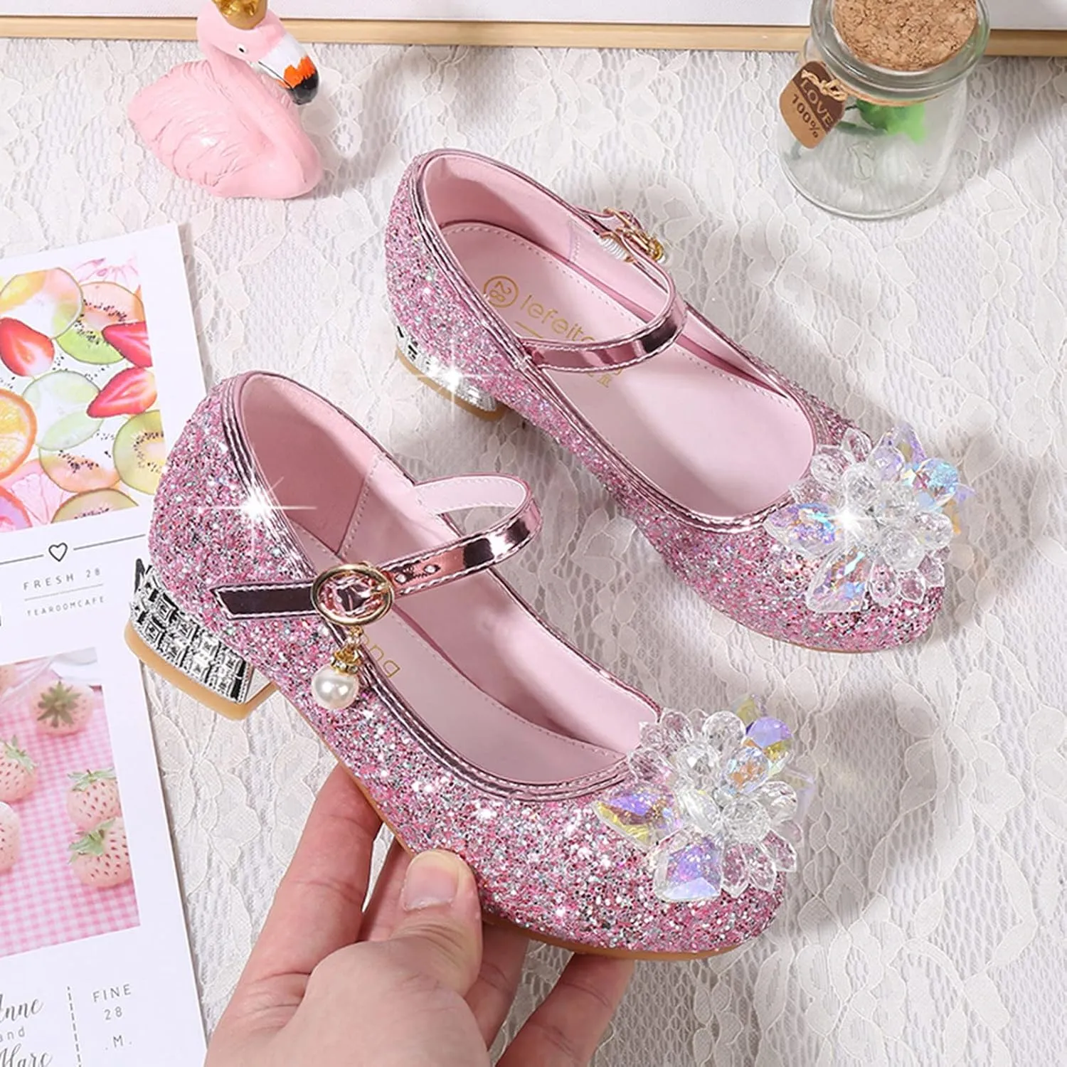 Sandal for Baby Girl Toddler Little Kid Girls Dress Pumps Glitter Sequins Princess Flower Pool Shoes Toddler