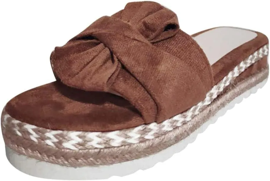 Sandals for Women Platform,Open Toe Bowtie Sandlas Slides Summer Bohemia Platform Comfortable Casual Walking Shoes