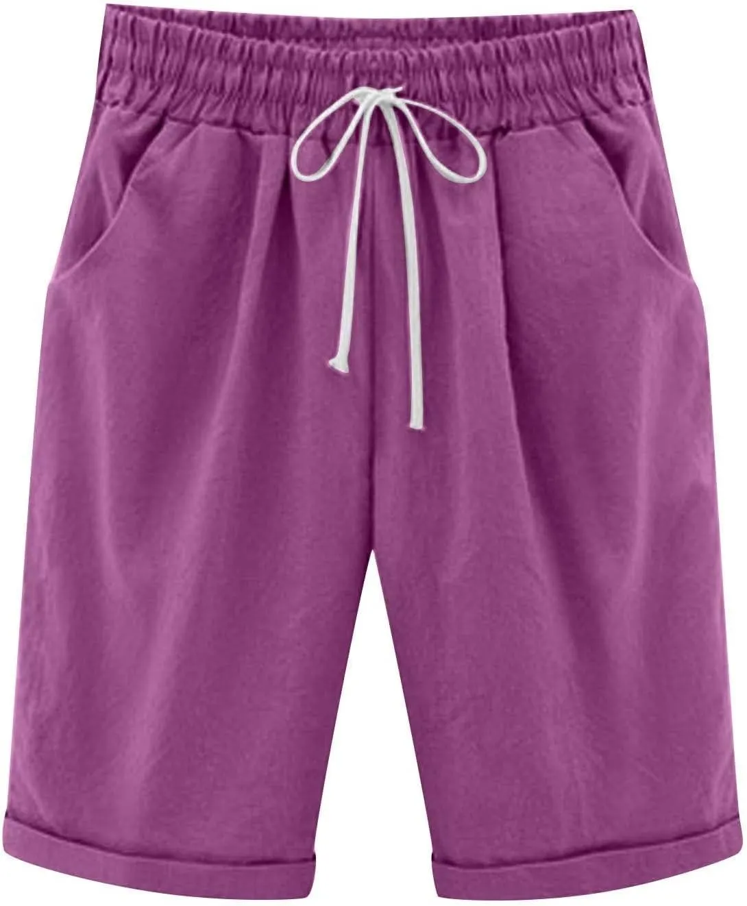 sdbrld Bermuda Shorts for Women Casual Summer,Womens Bermuda Shorts Plus SizeFashion Long Shorts Loose Elastic Waist Shorts