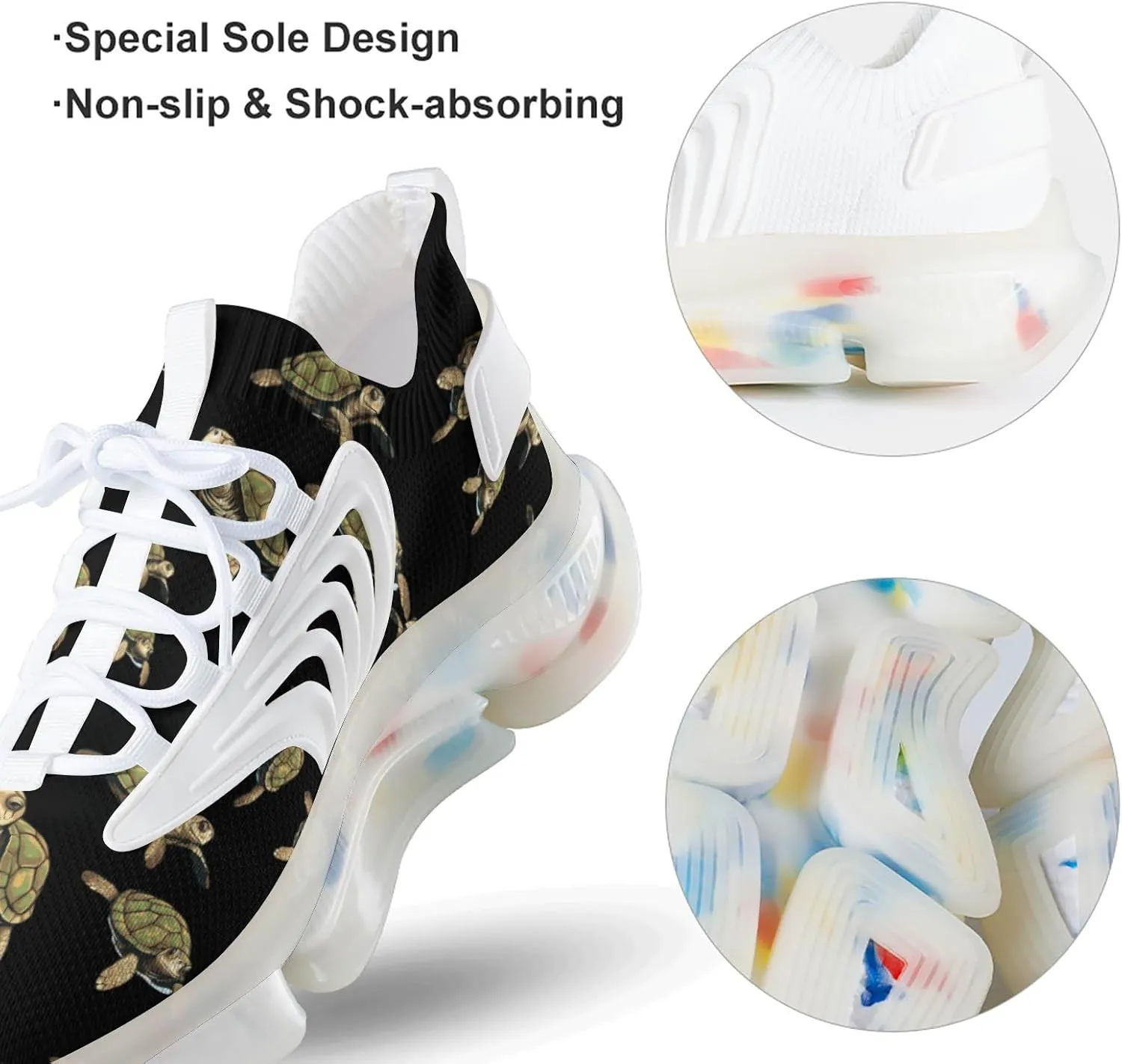 Sea Turtle Mens Sneakers Running Shoes Lightweight Athletic Shoes for Jogging Walking Gym