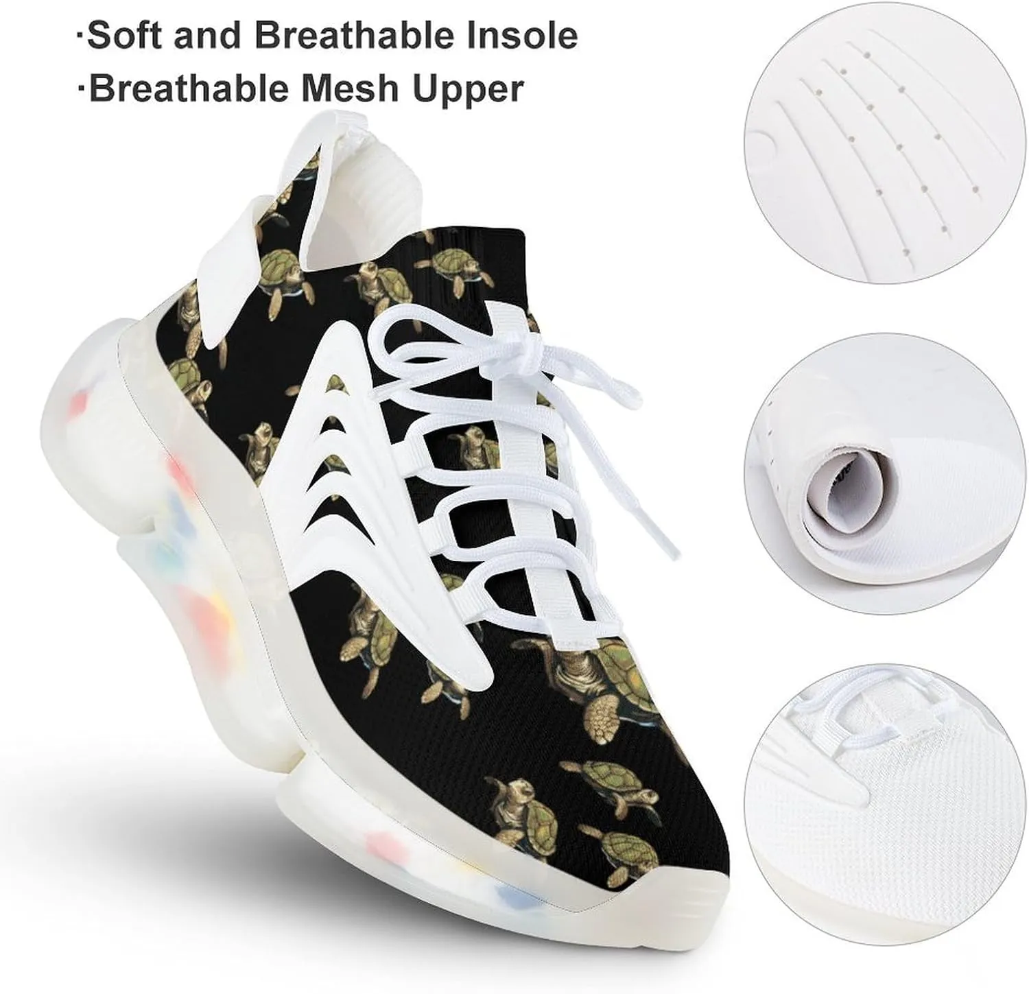 Sea Turtle Mens Sneakers Running Shoes Lightweight Athletic Shoes for Jogging Walking Gym