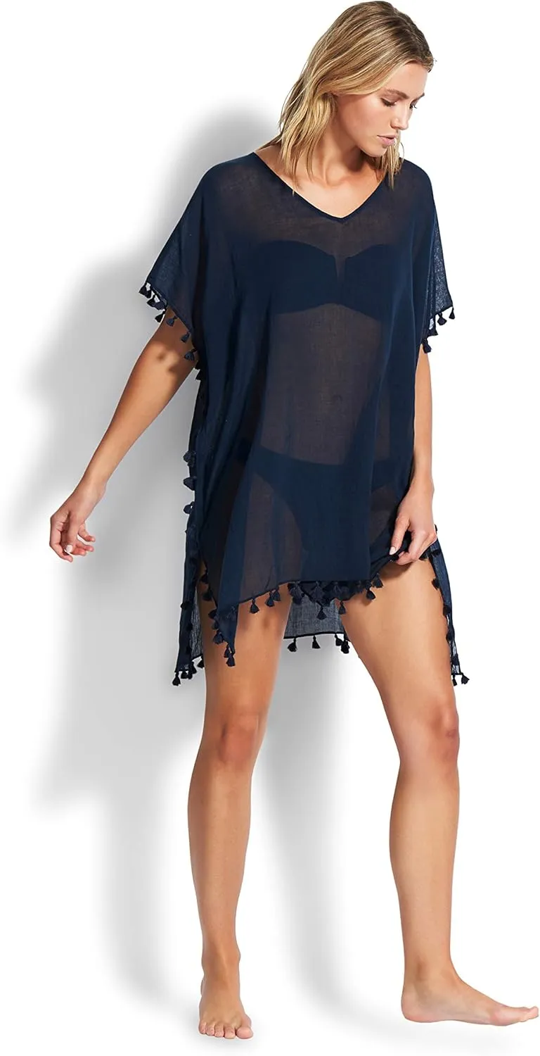 Seafolly Women's Kaftan Tassel Trim Cover Up Dress