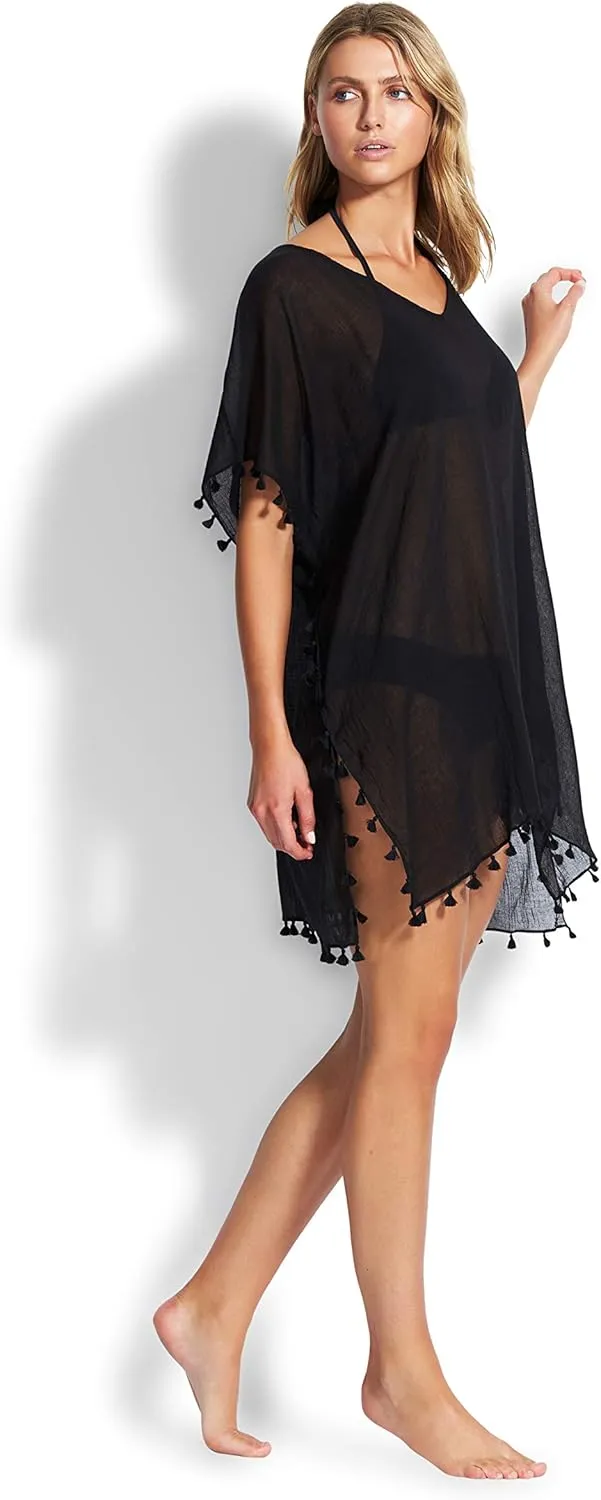 Seafolly Women's Kaftan Tassel Trim Cover Up Dress