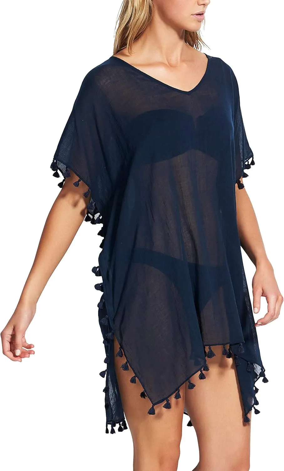 Seafolly Women's Kaftan Tassel Trim Cover Up Dress
